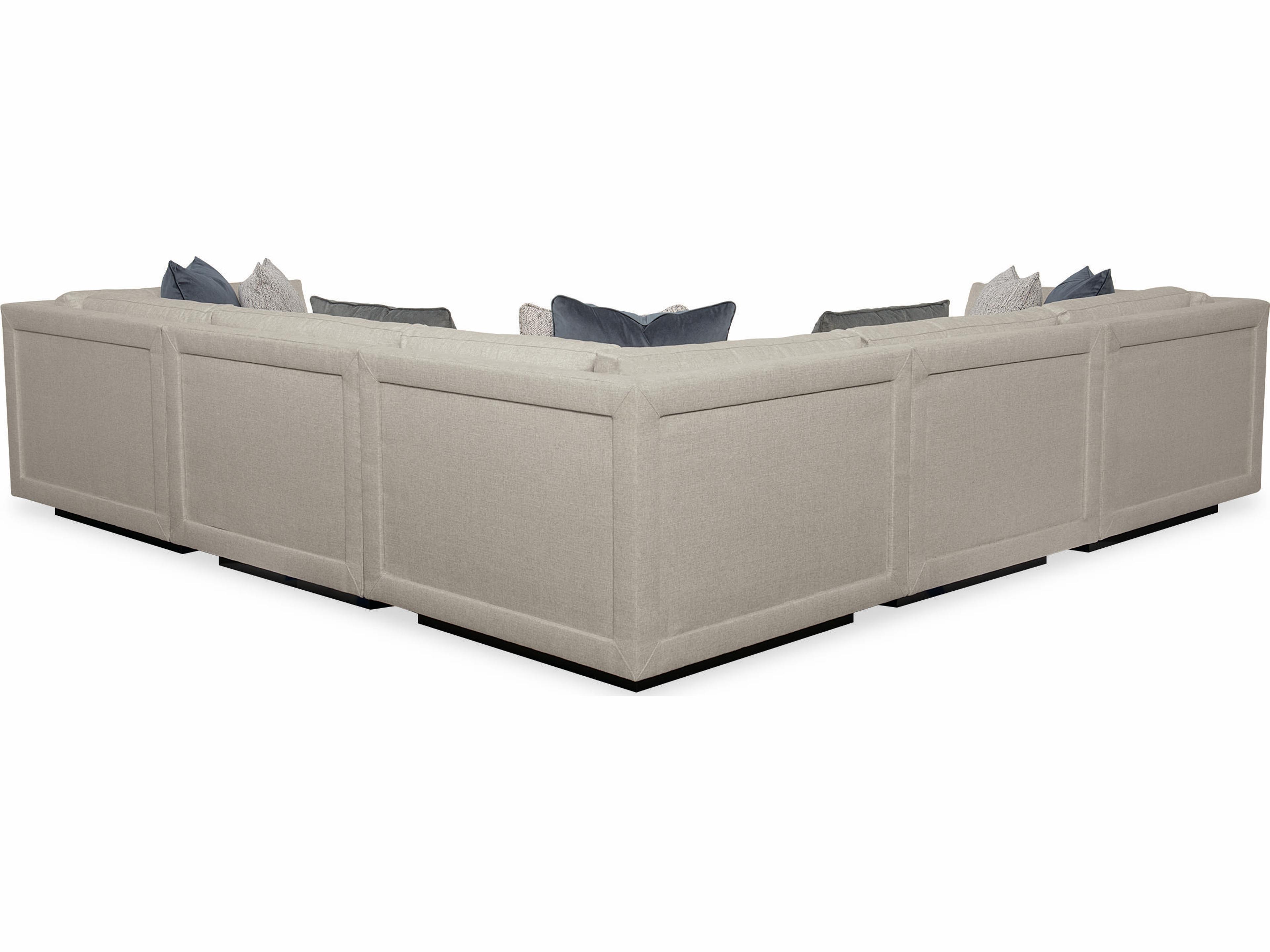 Caracole Fusion Plinth Base Upholstered Sectional Sofa with Cocktail Ottoman