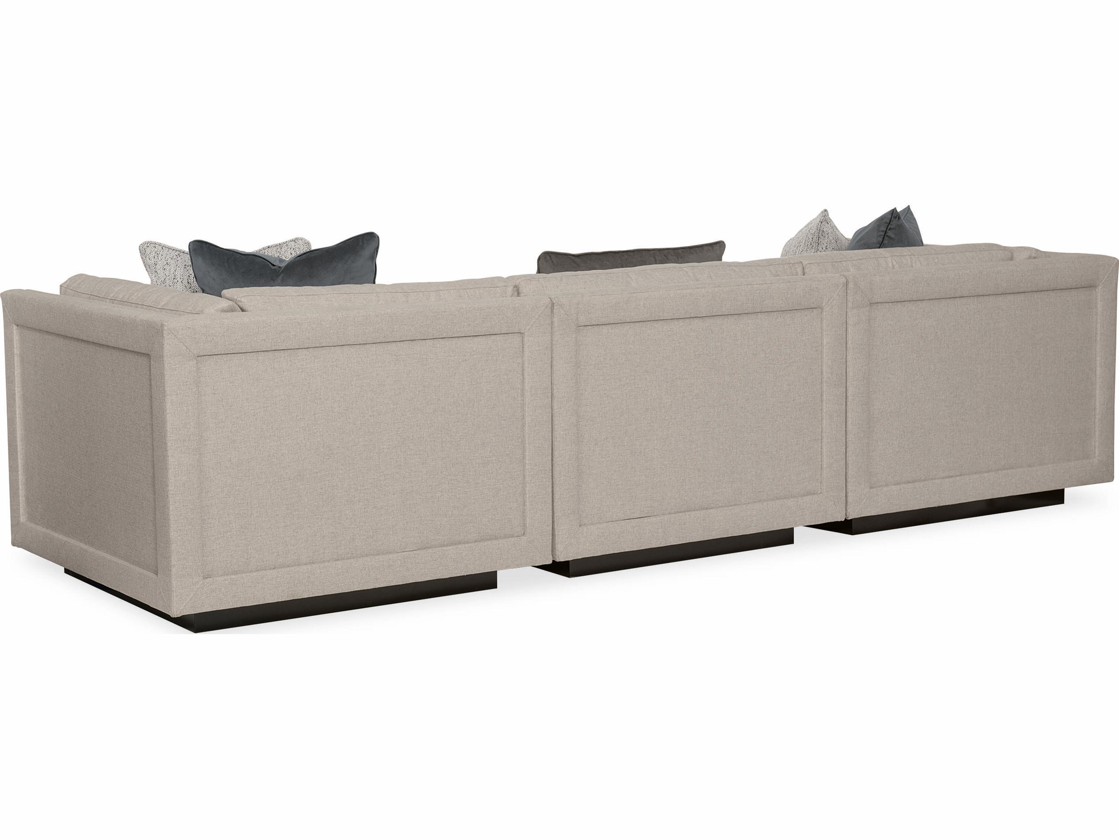 Caracole Fusion Three-Piece Beige Upholstered Sofa with Plinth Base