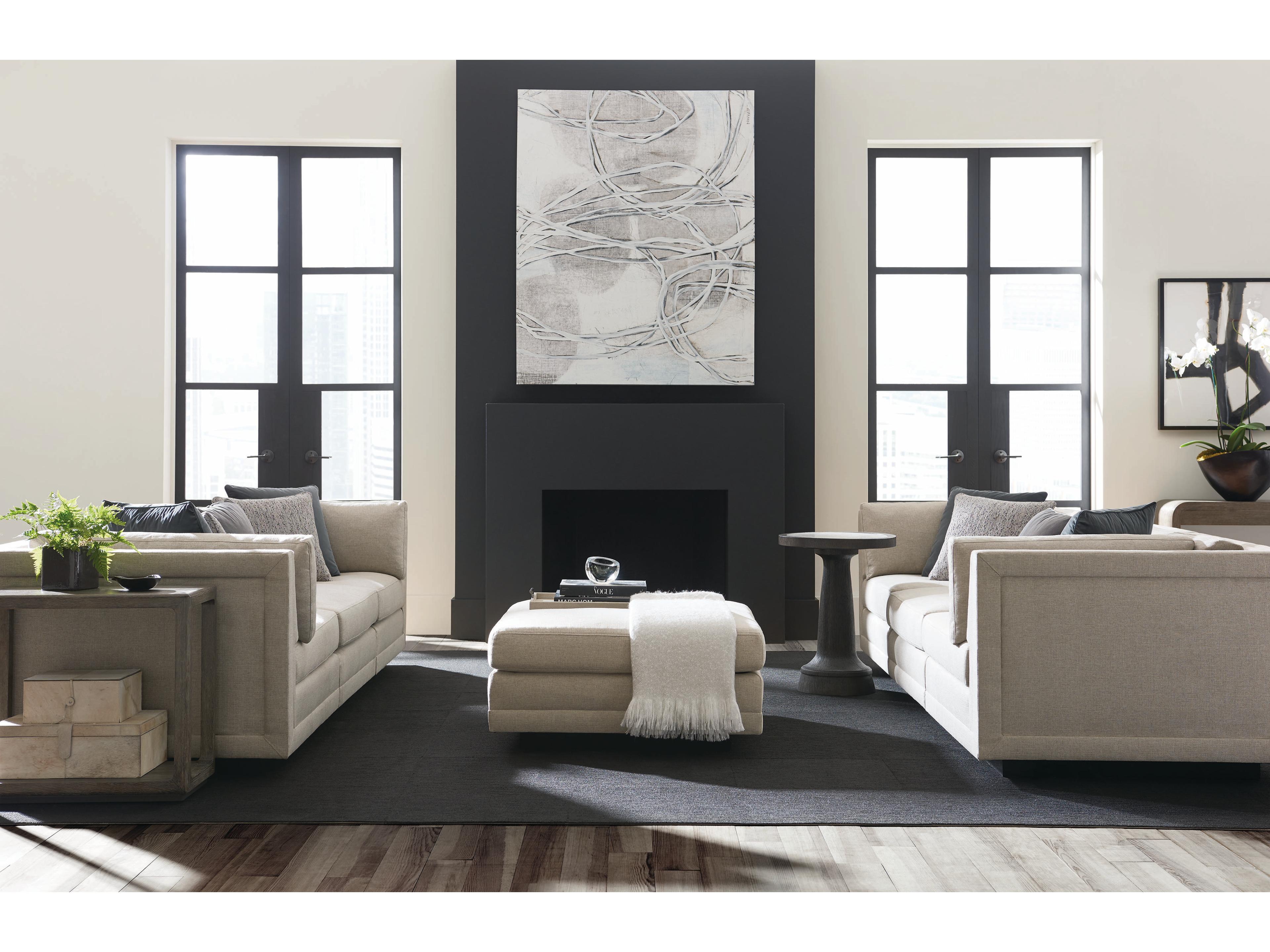 Caracole Fusion Three-Piece Beige Upholstered Sofa with Plinth Base