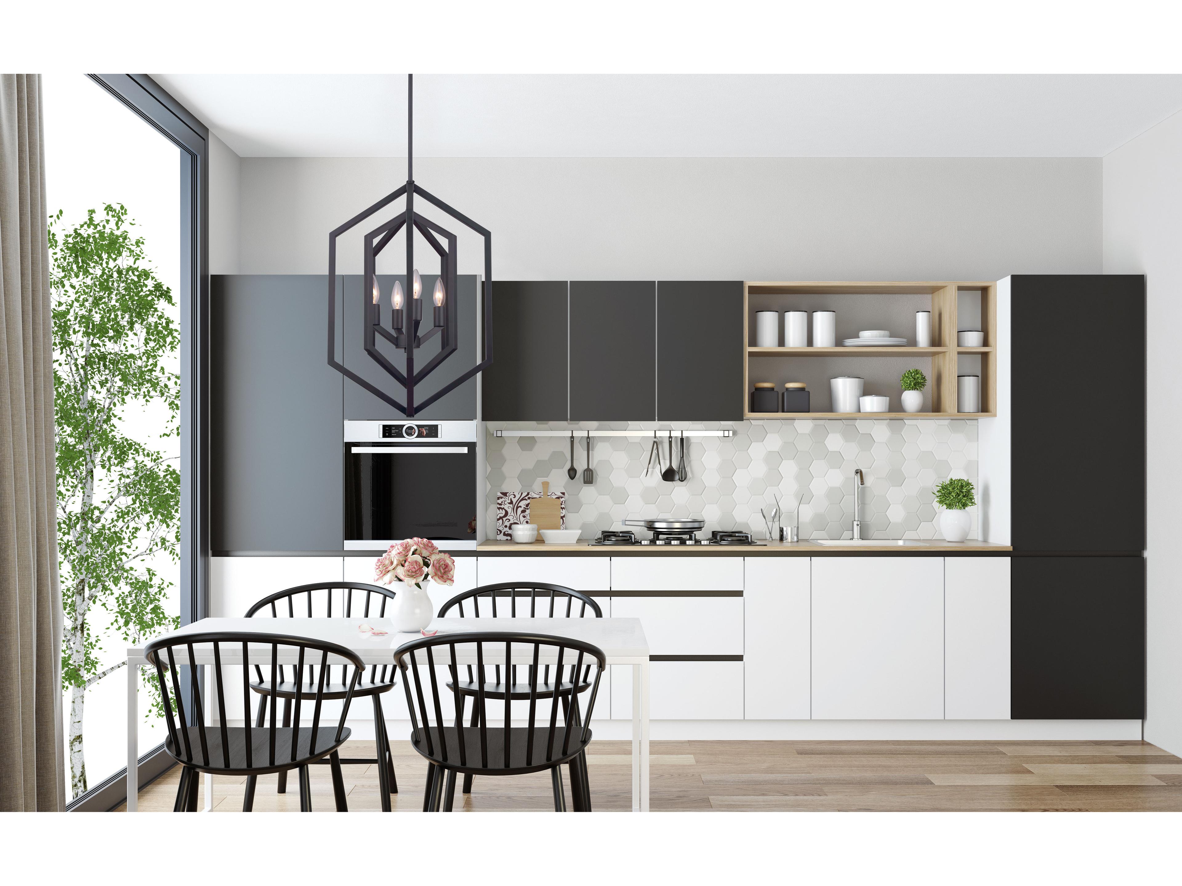 Canarm Netto 4 -light Black Geometric Chandelier