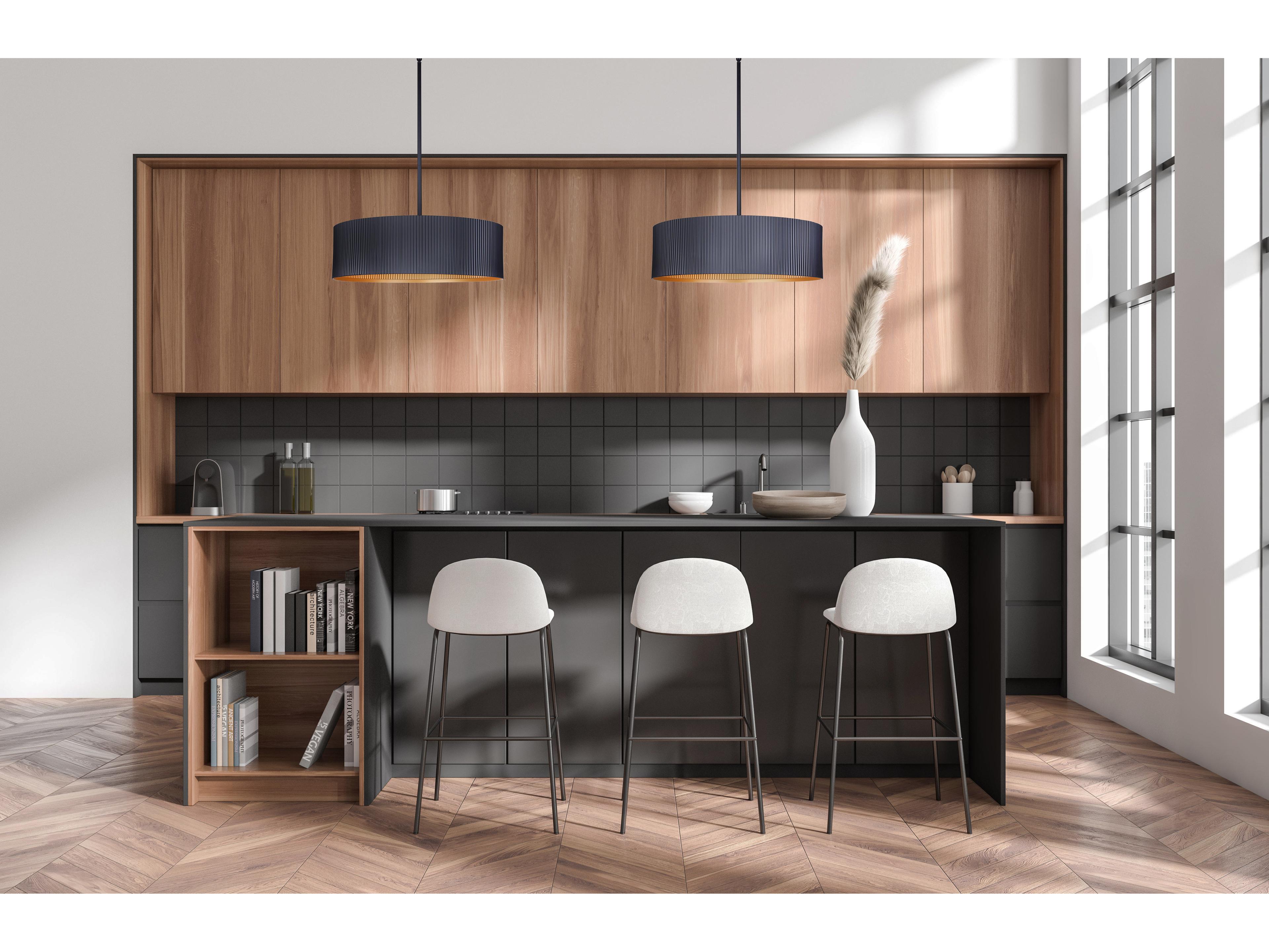 Canarm Rexton 3 -light Black Drum Pendant