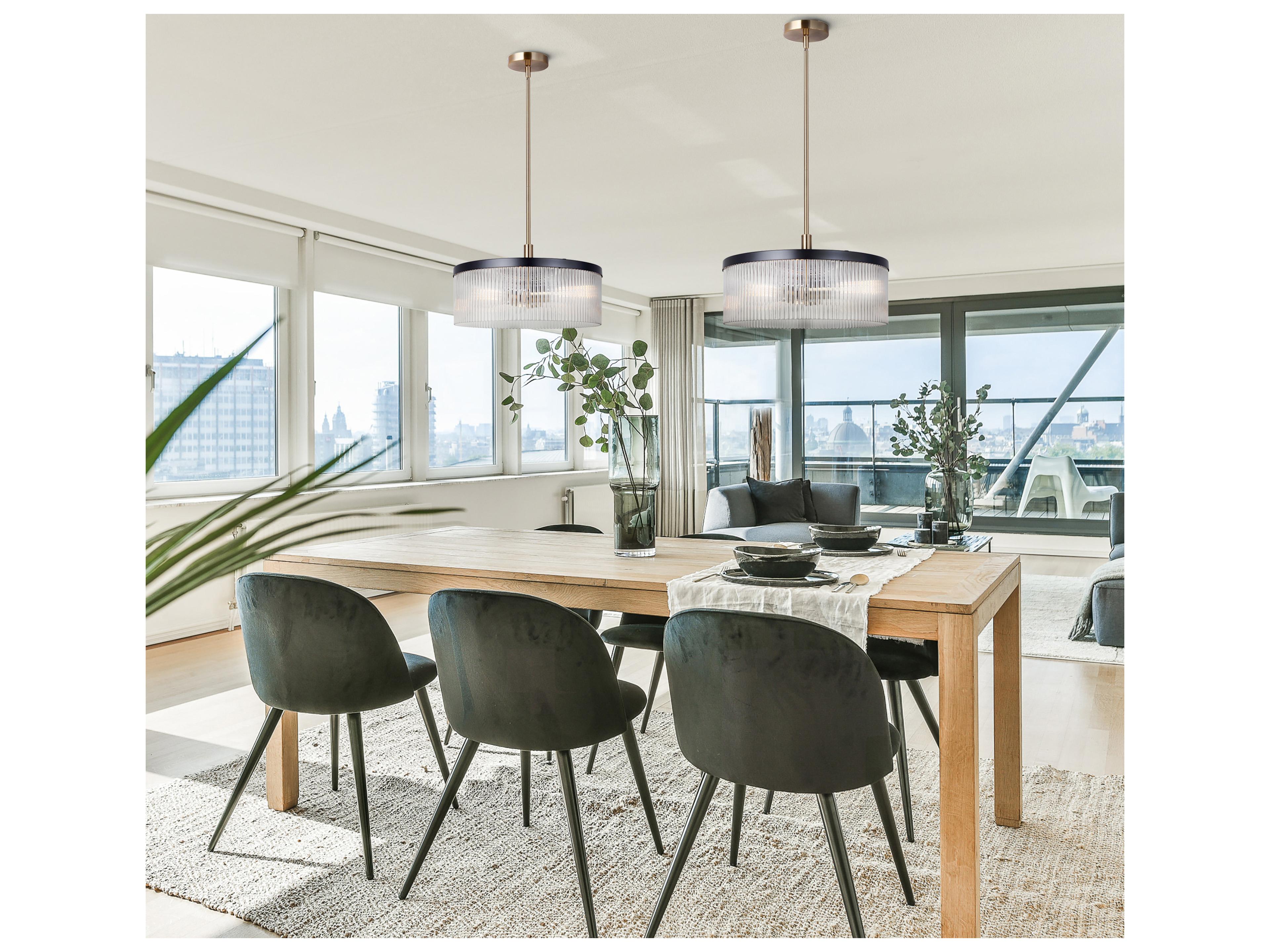 Canarm Jenner 3 -light Black Drum Pendant