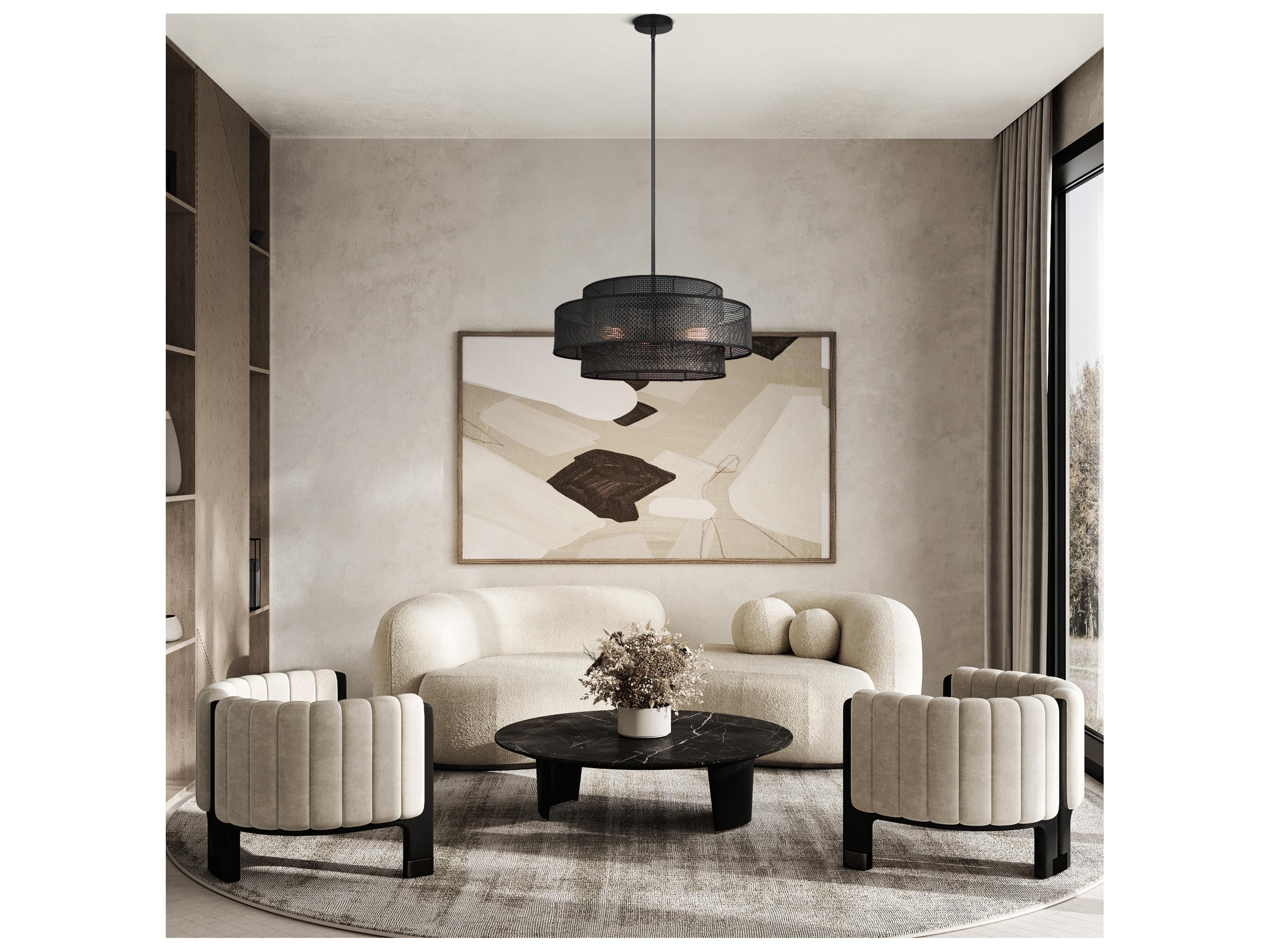 Canarm Bellamy 3 -light Black Drum Pendant