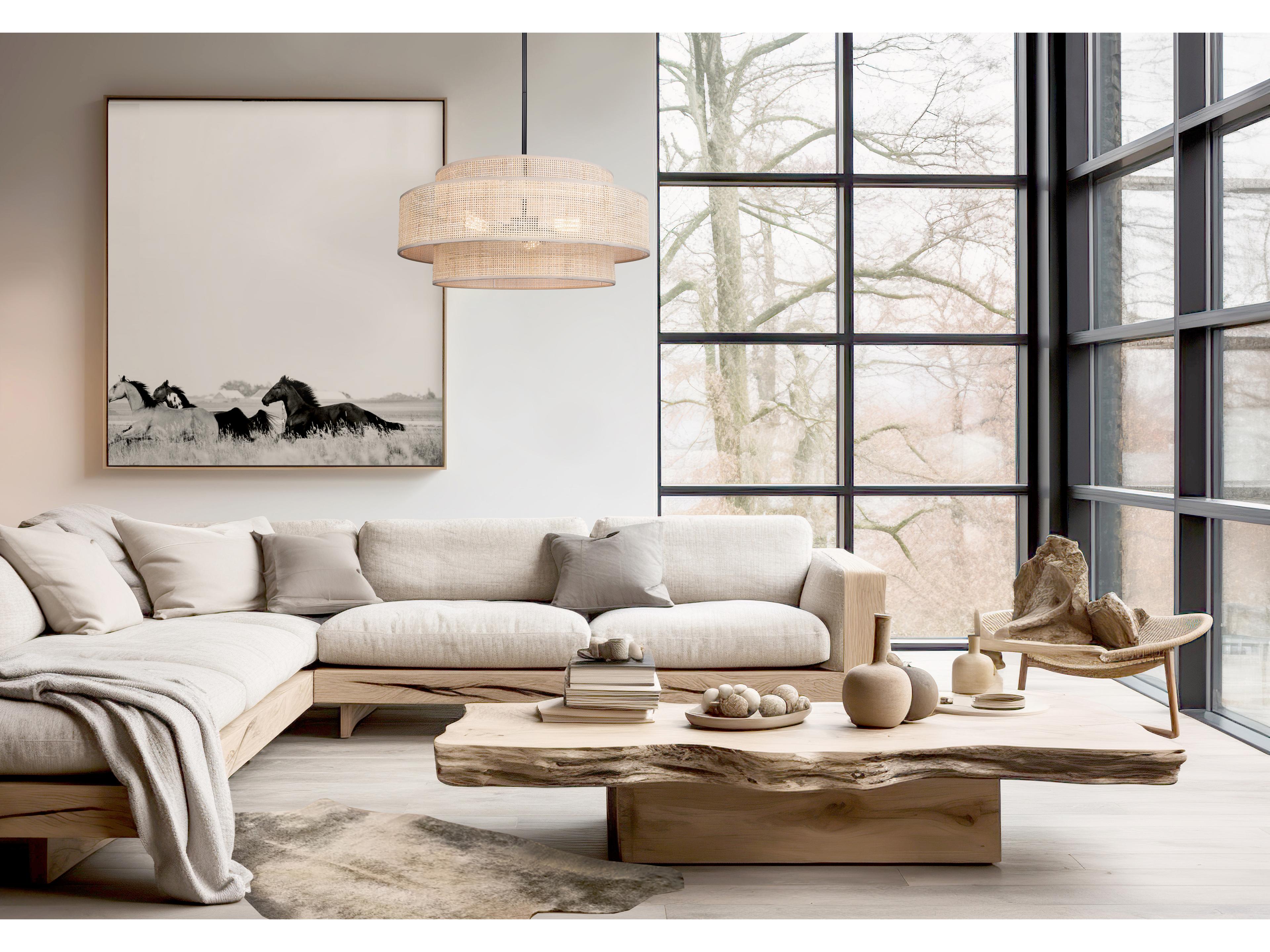 Canarm Bellamy 3 -light Black Drum Pendant