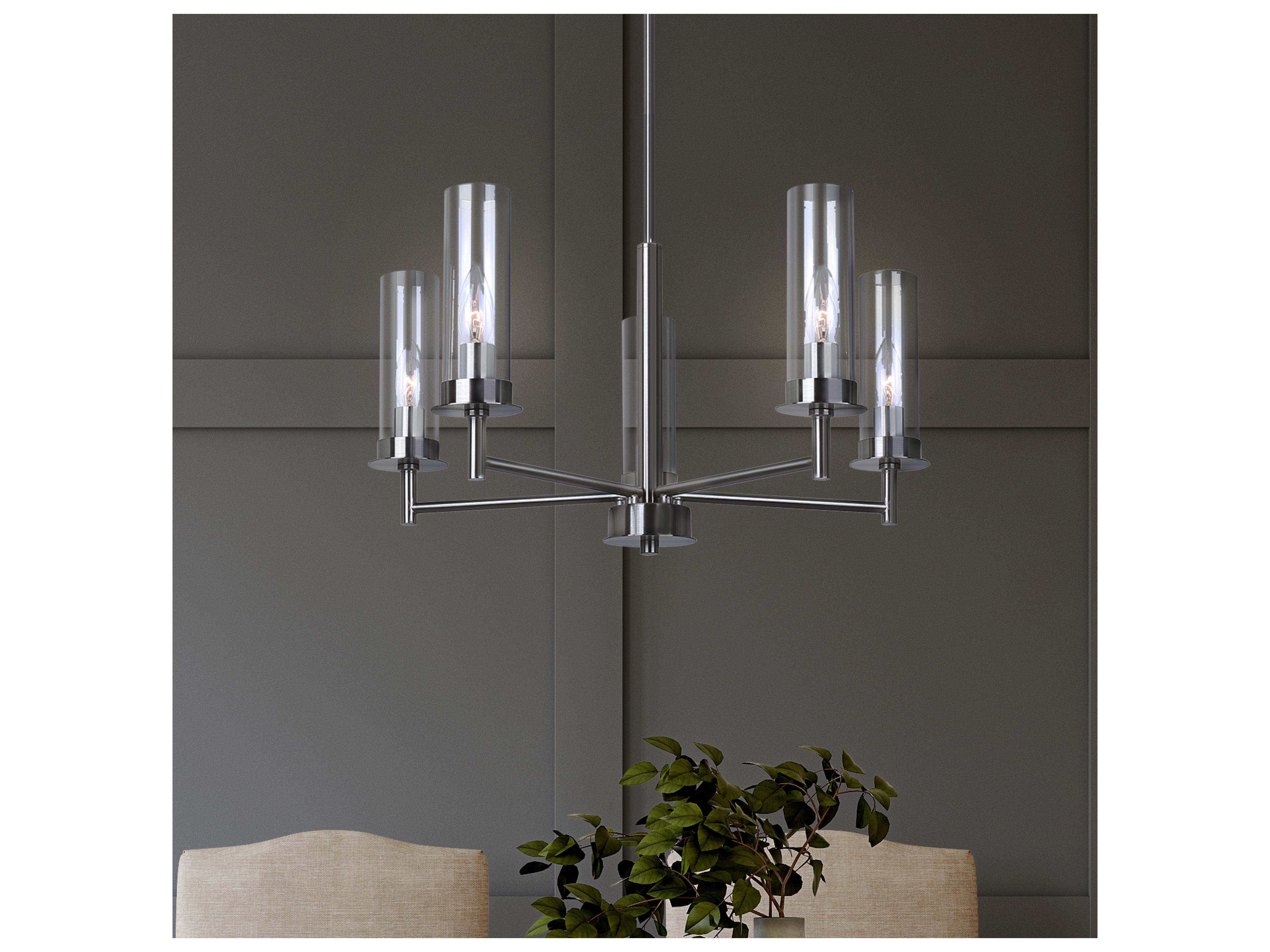 Canarm Benson 5 -light Nickel Cylinder Chandelier
