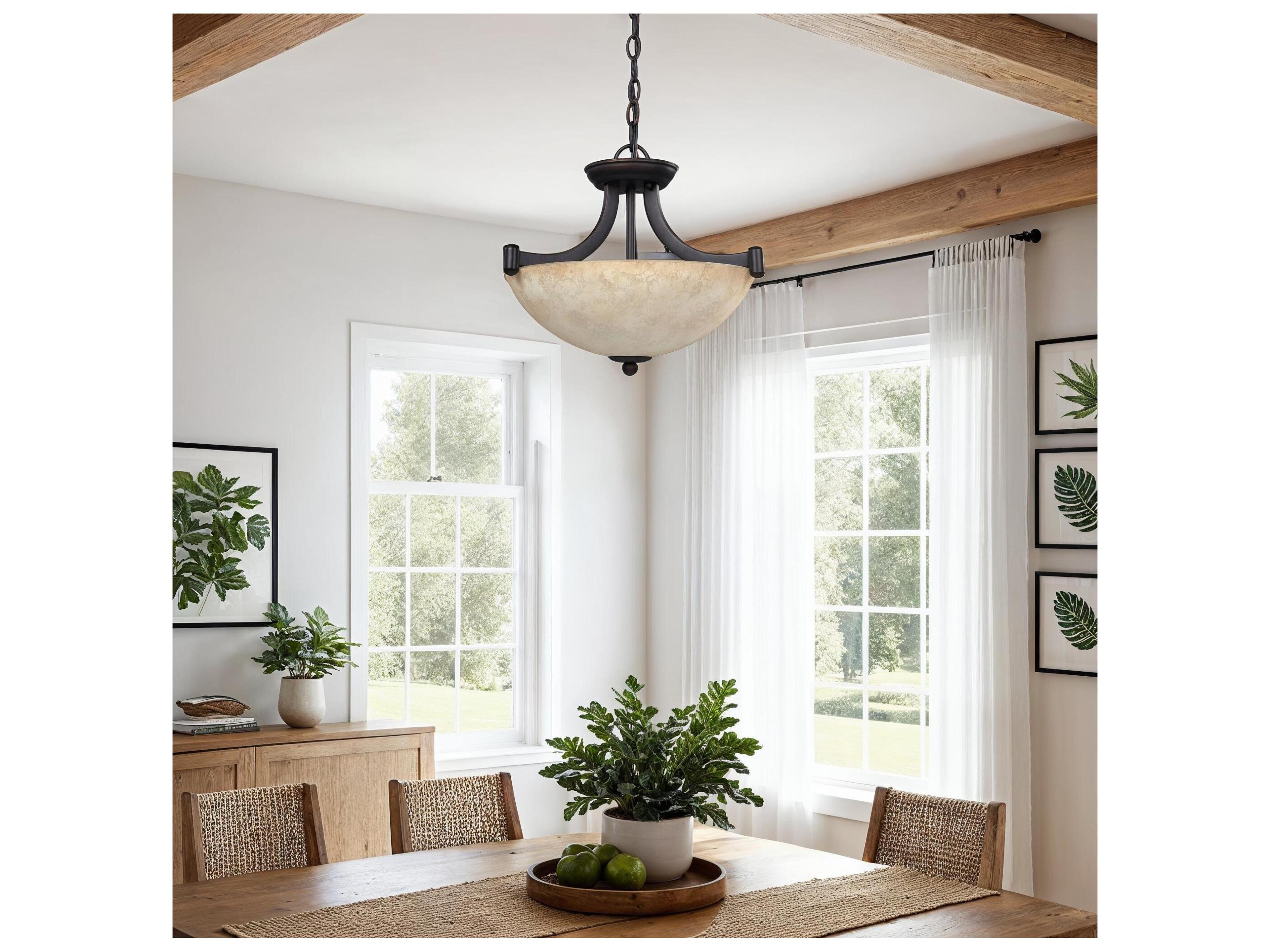 Canarm Warren 3 -light Bronze Traditional Bowl Pendant