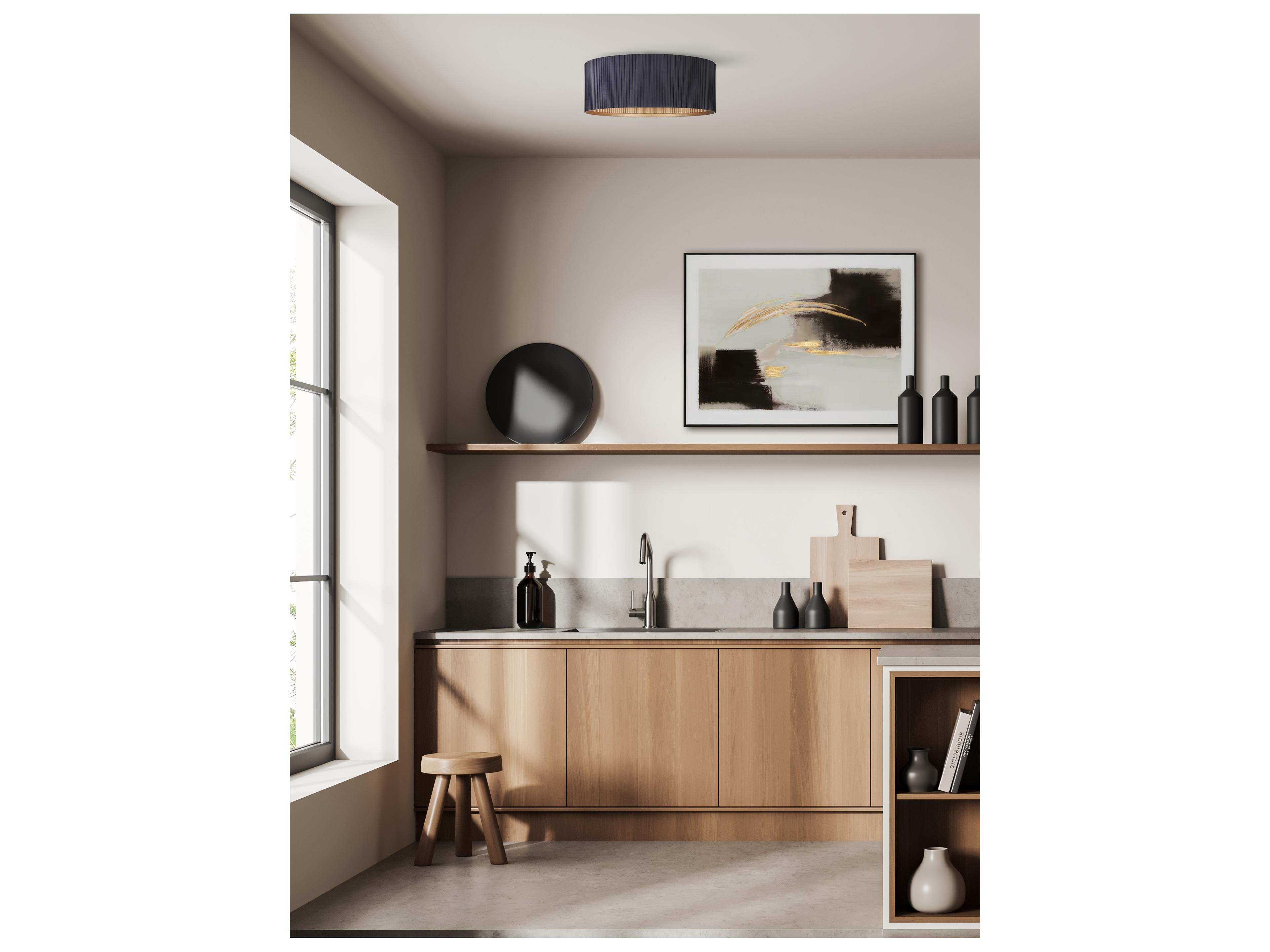 Canarm Rexton 2 -light Black Drum Flush Mount