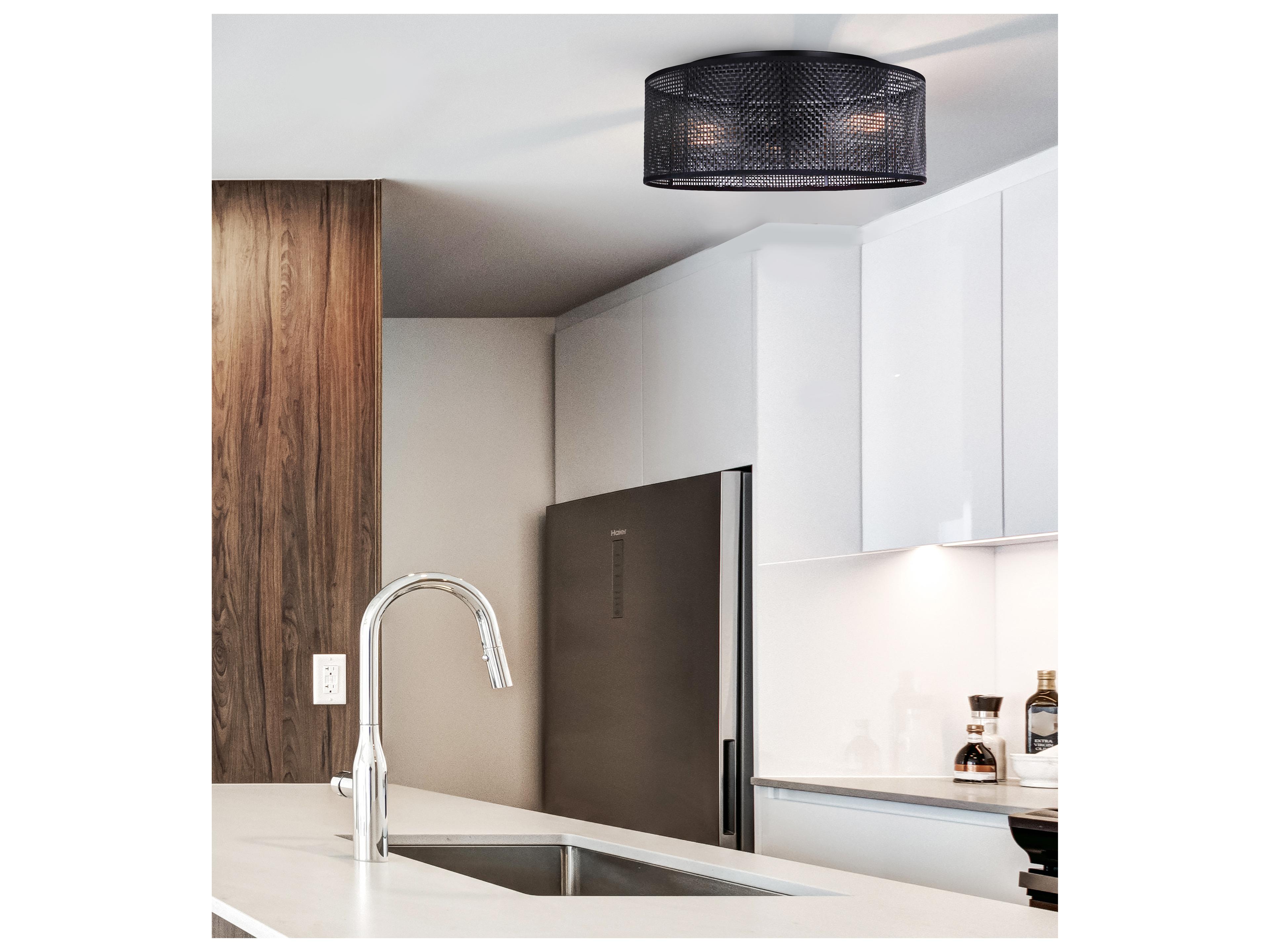 Canarm Bellamy 3 -light Black Drum Flush Mount