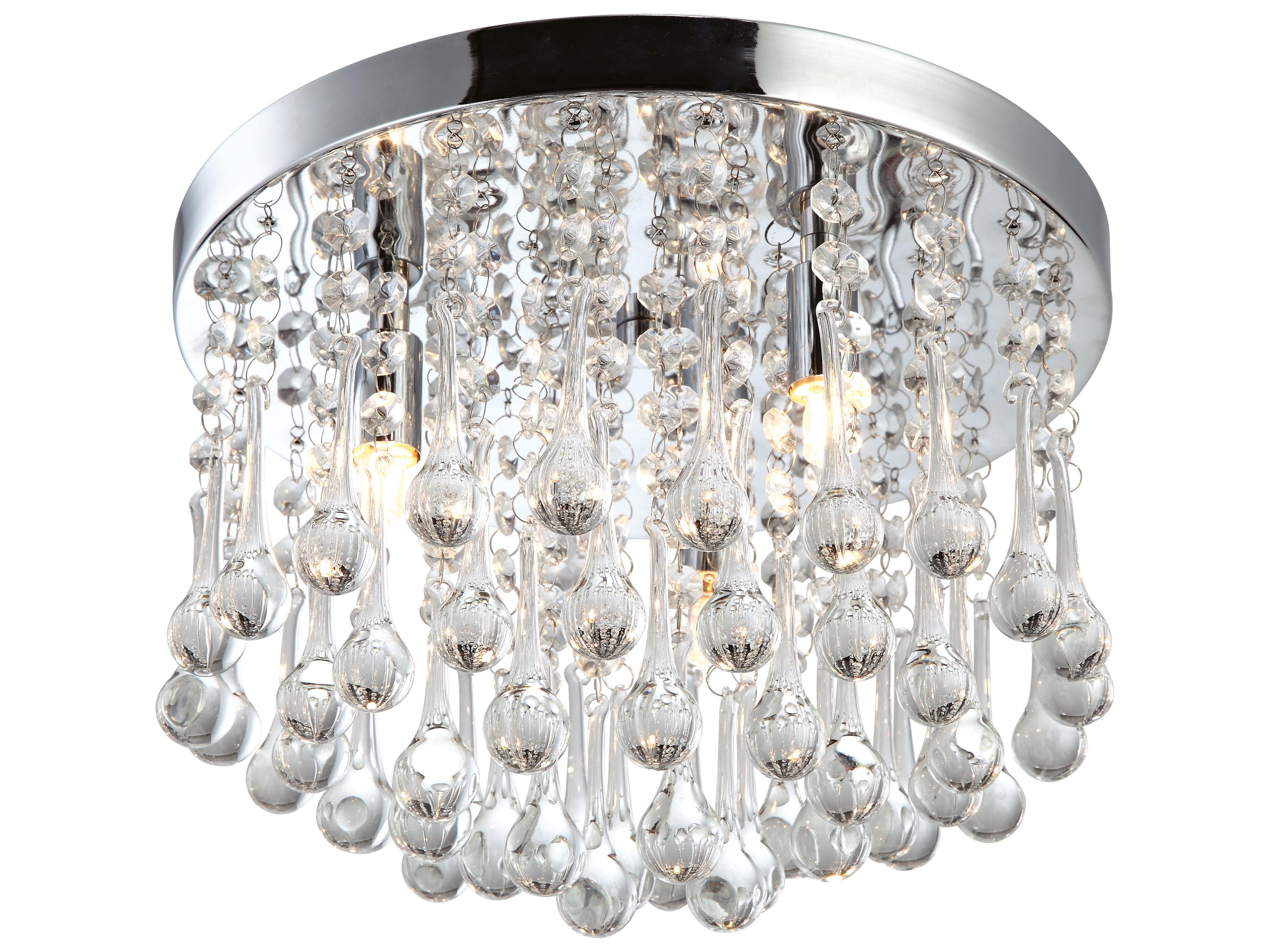 Daya 3 -light Chrome Crystal Round Flush Mount