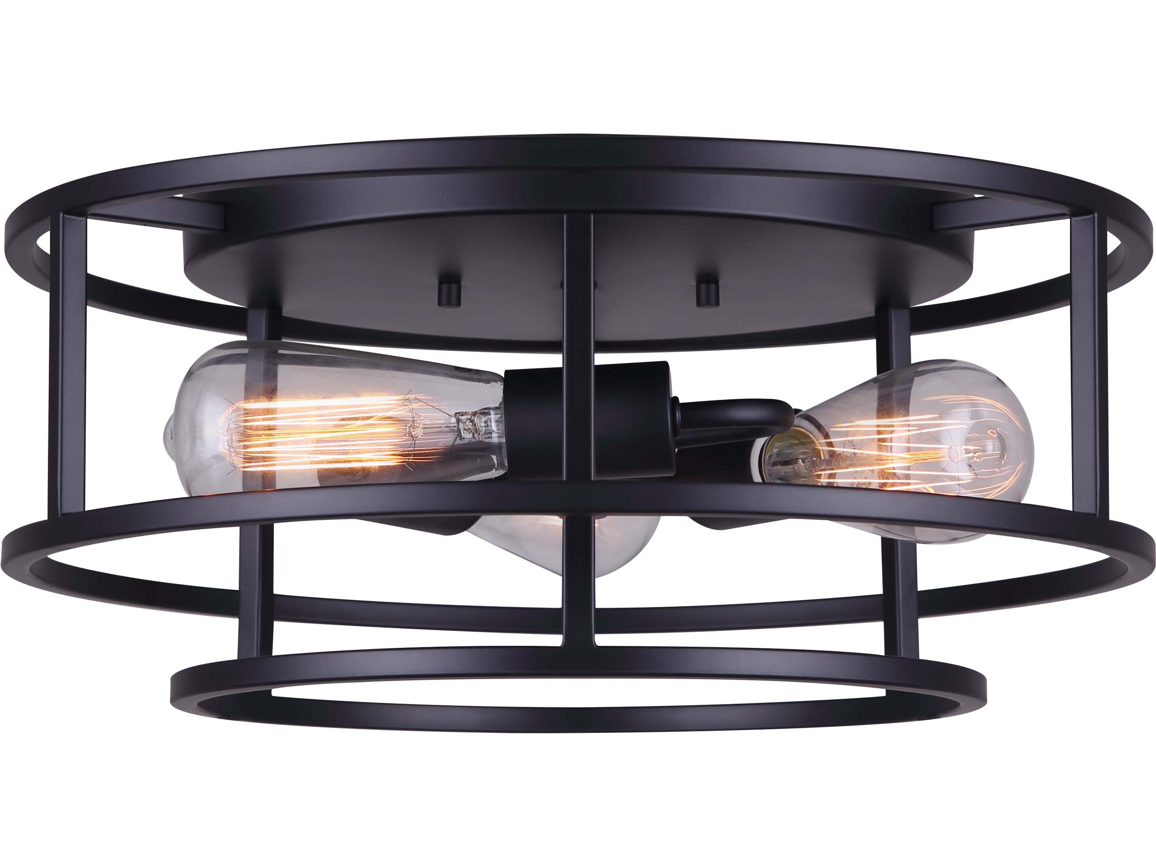 Luca 3 -light Black Round Semi Flush Mount