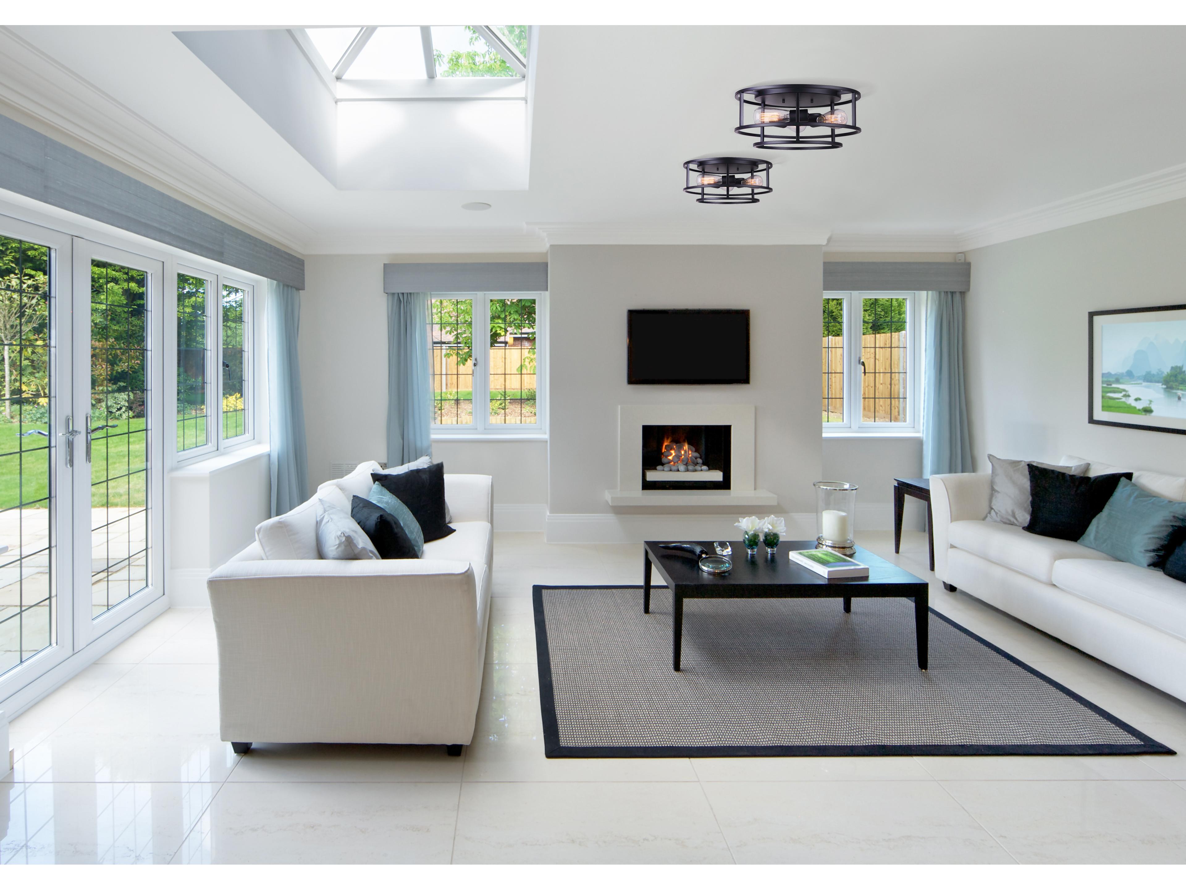 Canarm Luca 3 -light Black Round Semi Flush Mount