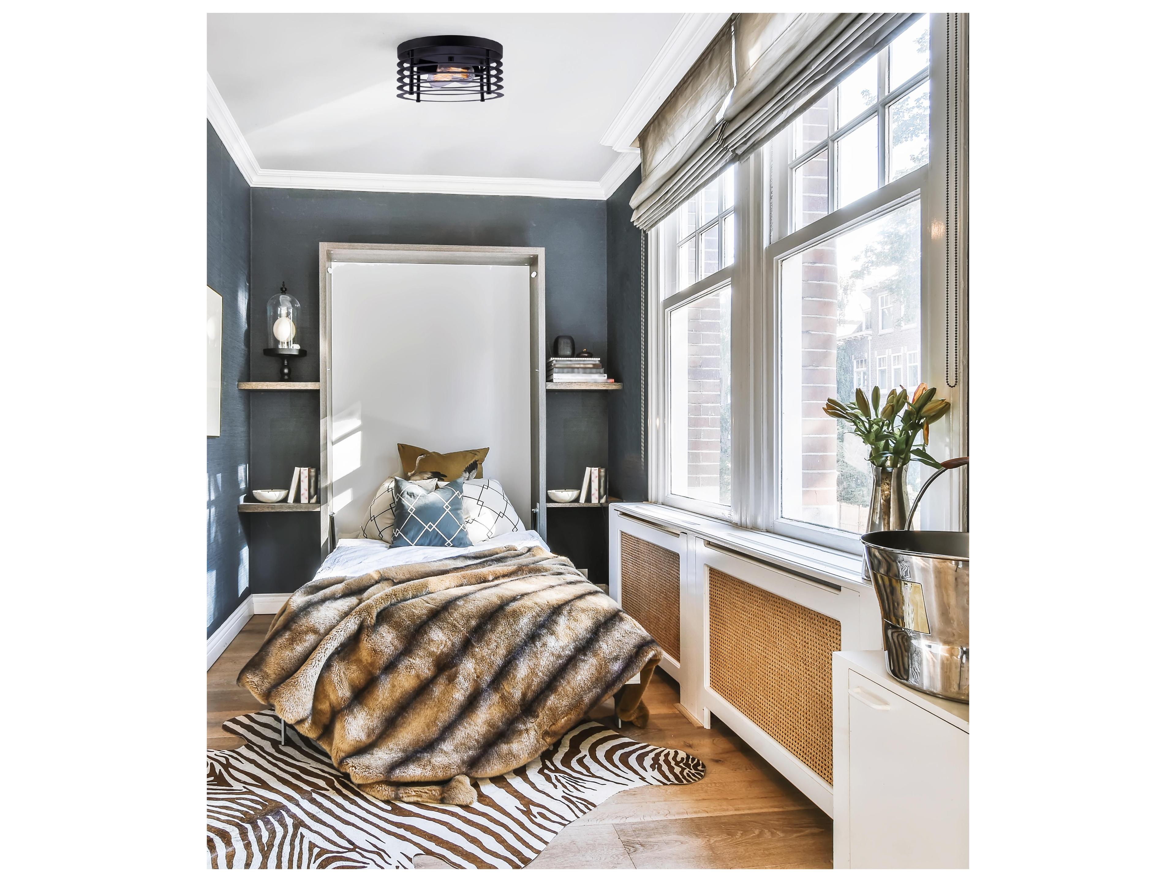 Canarm Alder 2 -light Black Flush Mount