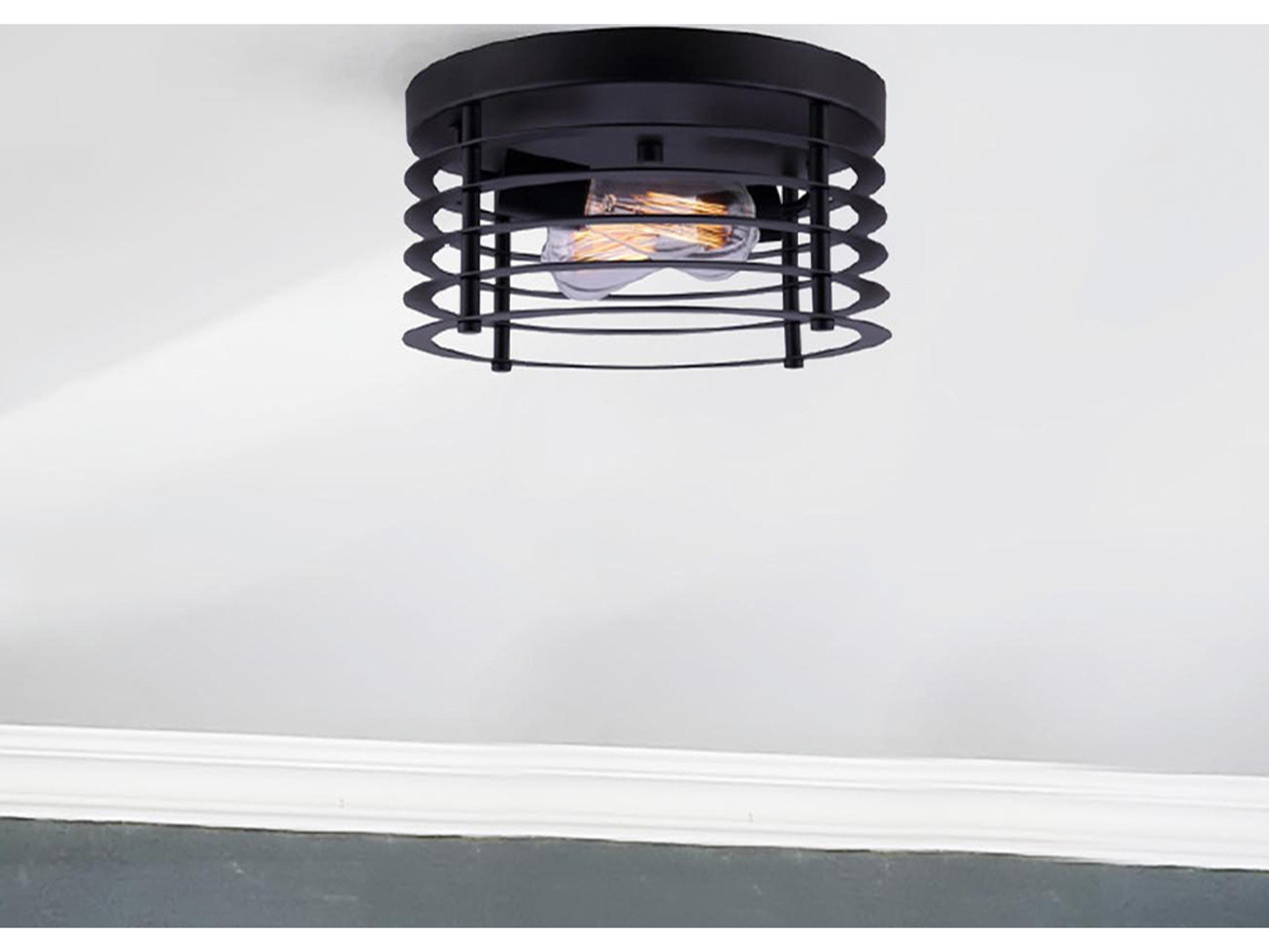 Canarm Alder 2 -light Black Flush Mount
