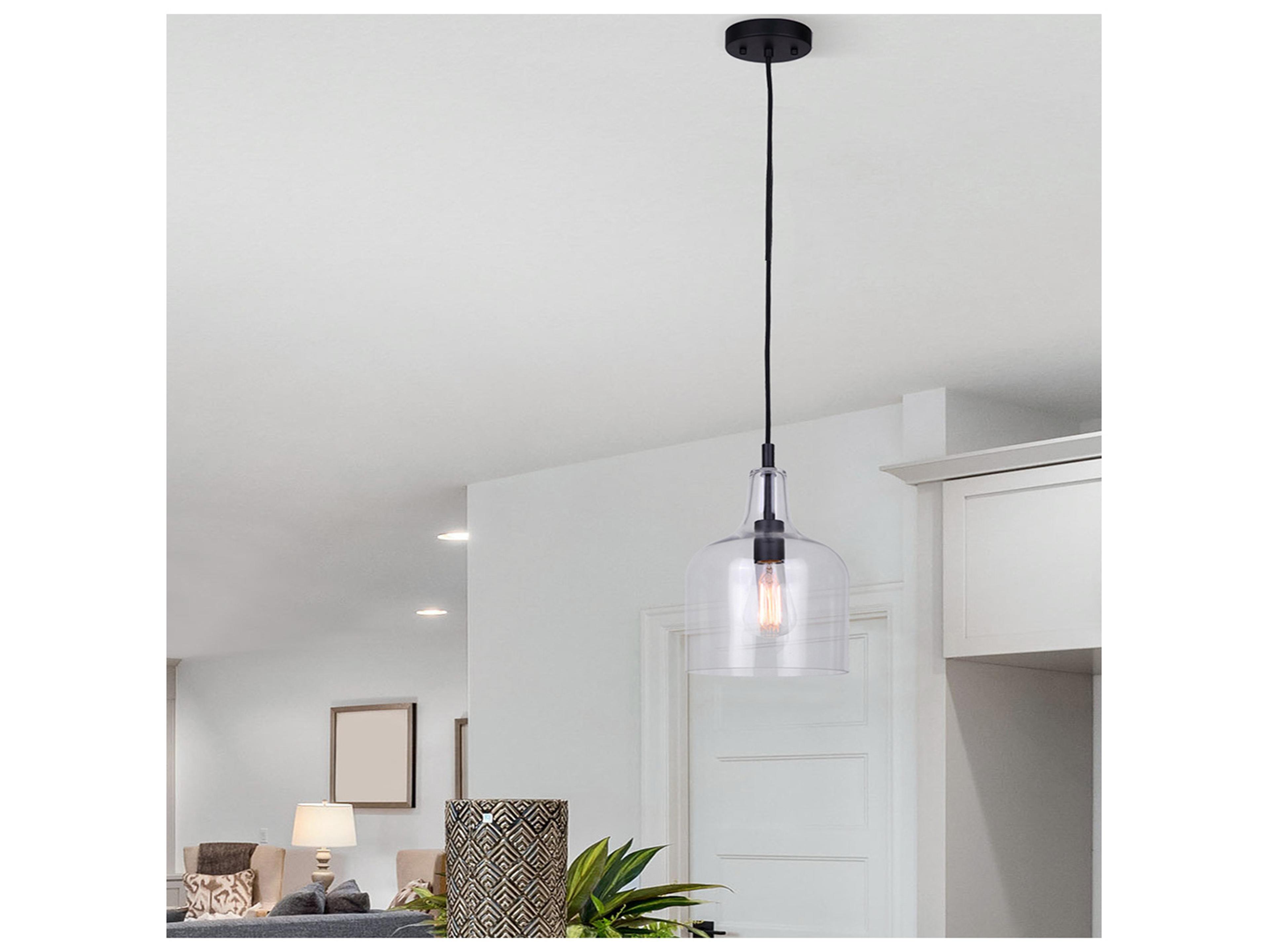 Canarm Keeva 1 -light Black Bell Mini Pendant
