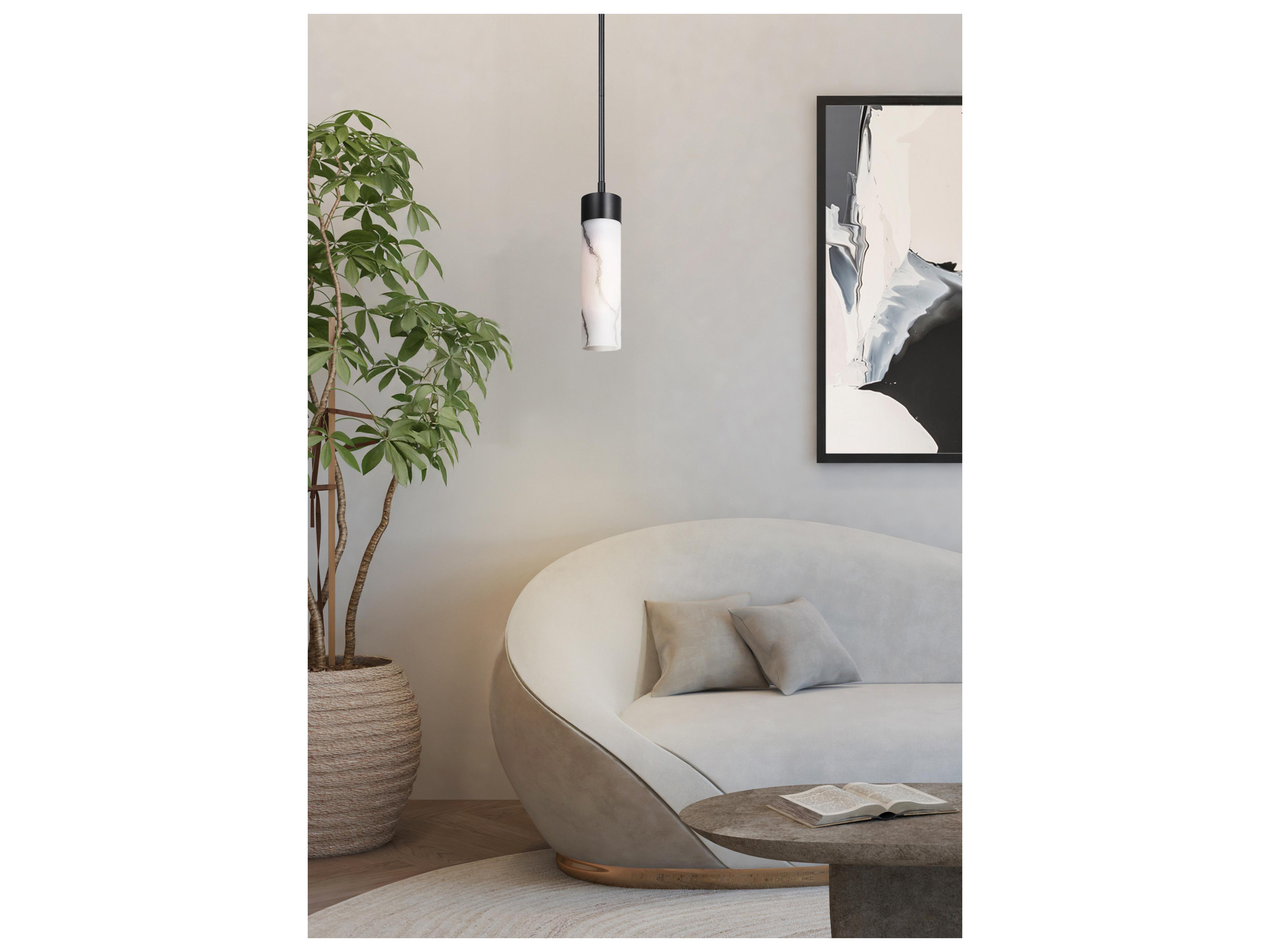 Canarm Kristella 1 -light Black Cylinder Mini Pendant