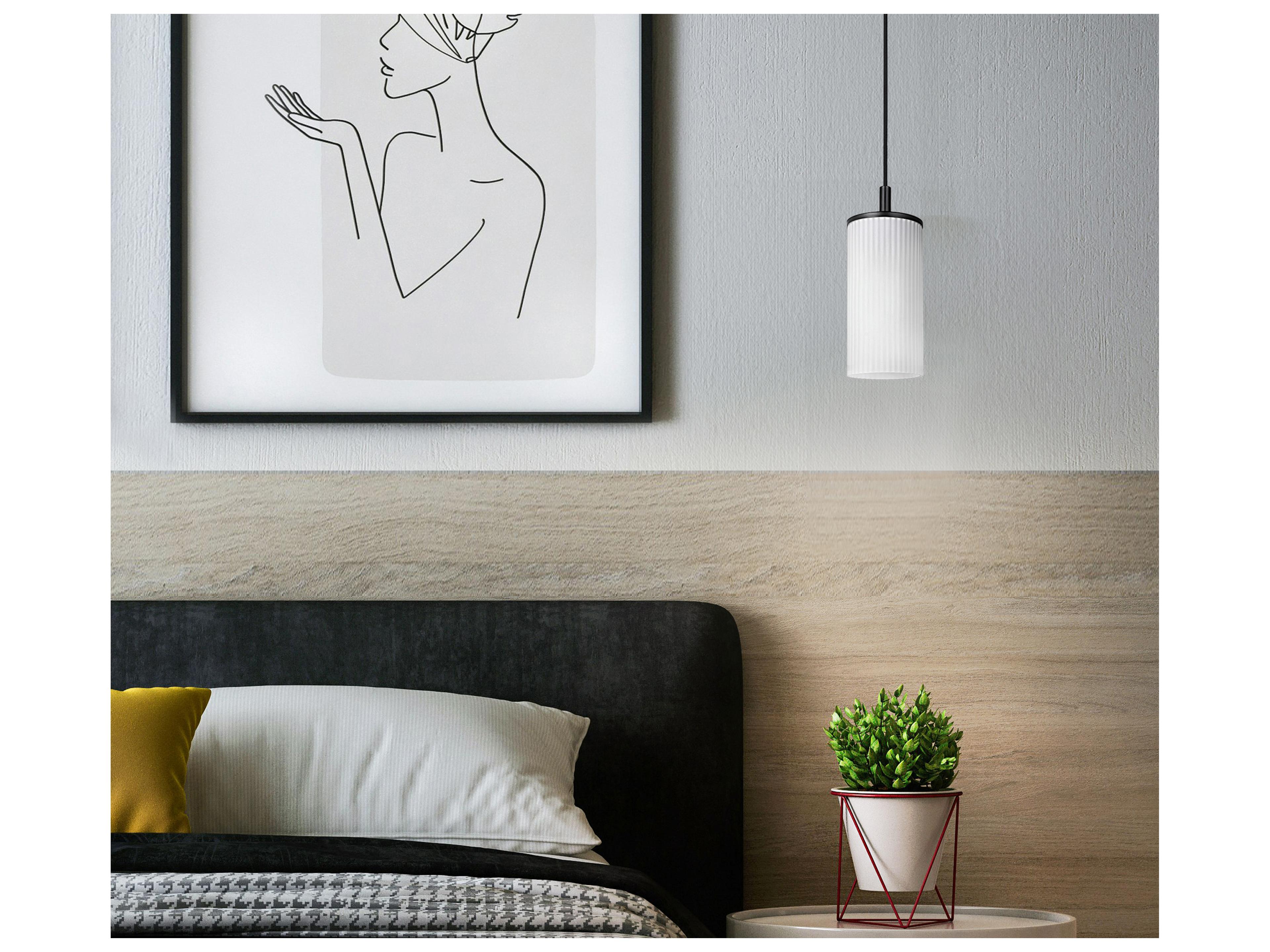 Canarm Kinslea 1 -light Black Cylinder Mini Pendant