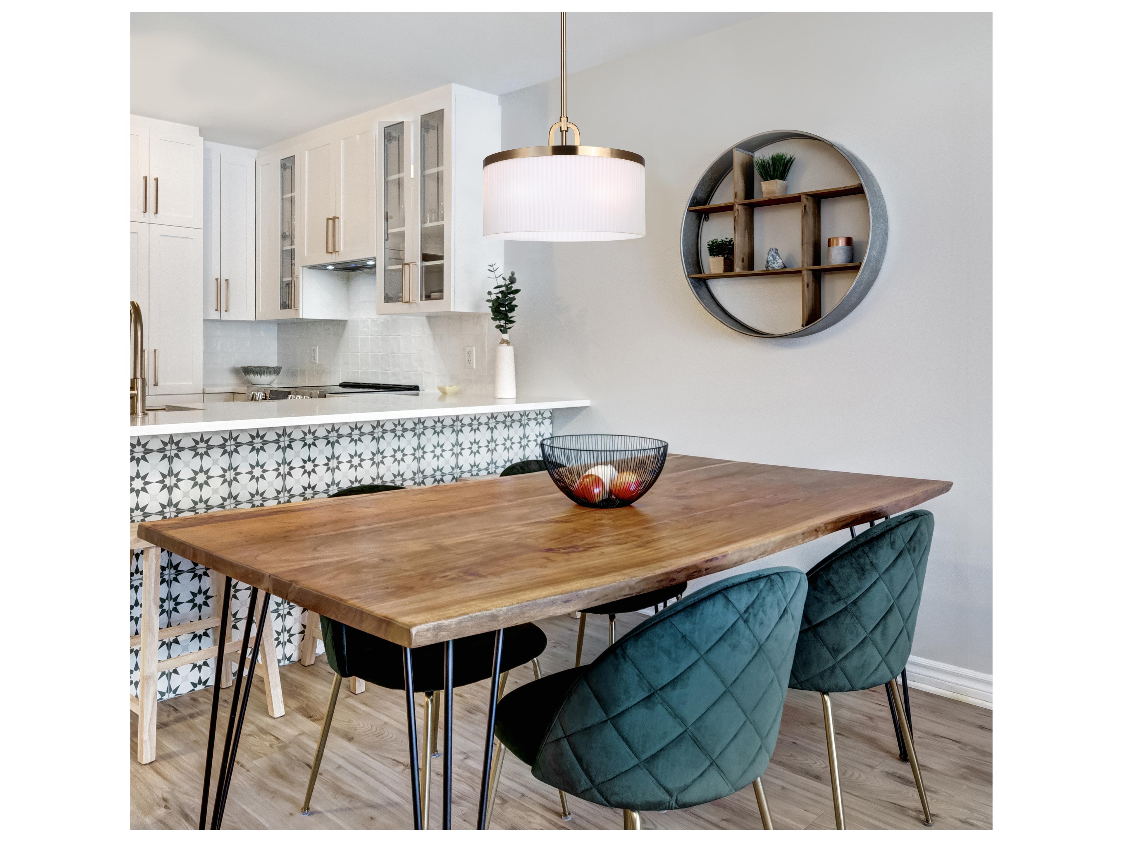 Canarm Kinslea 3 -light Gold Drum Pendant