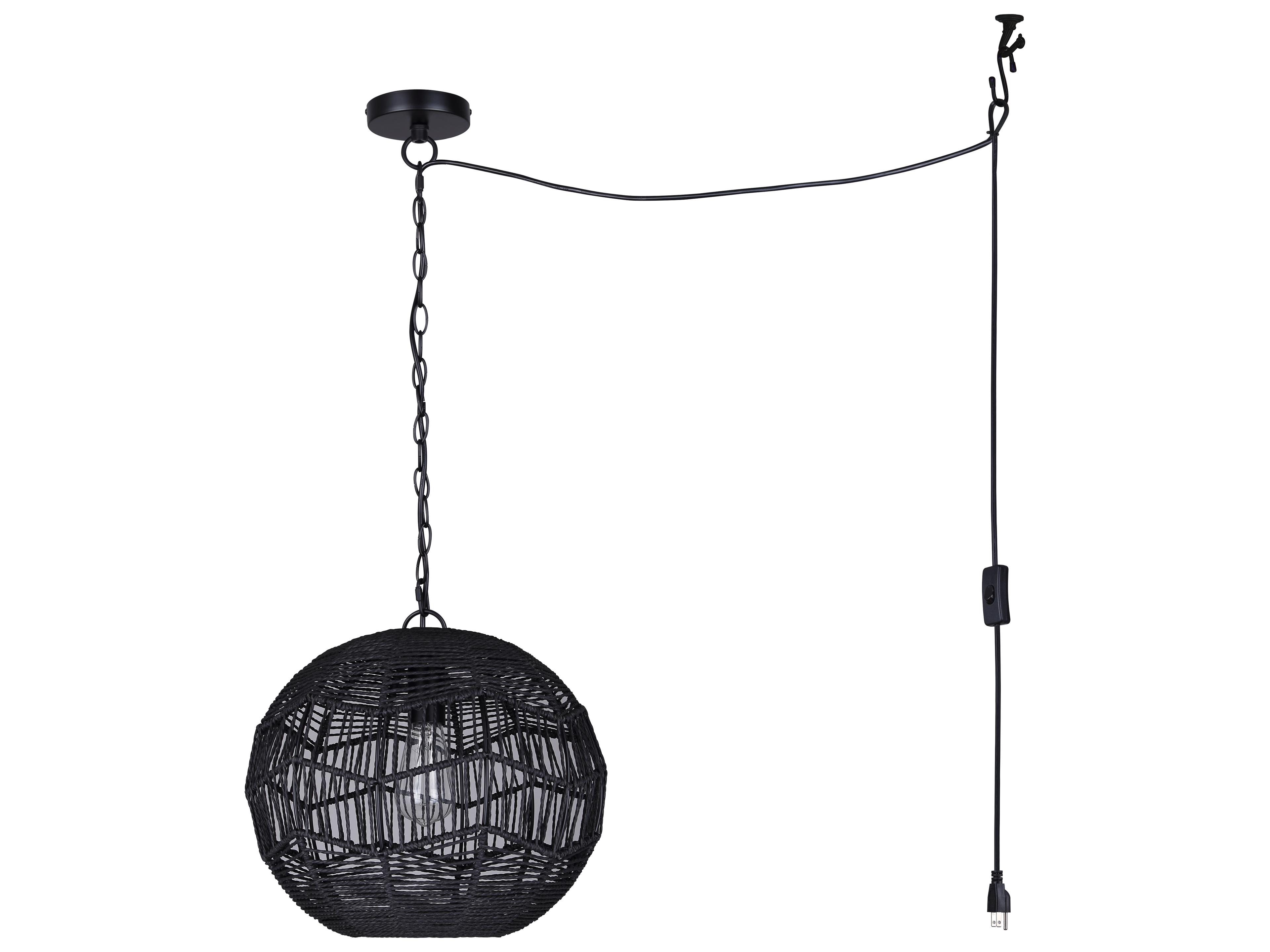Canarm Valence 1 -light Black Globe Pendant