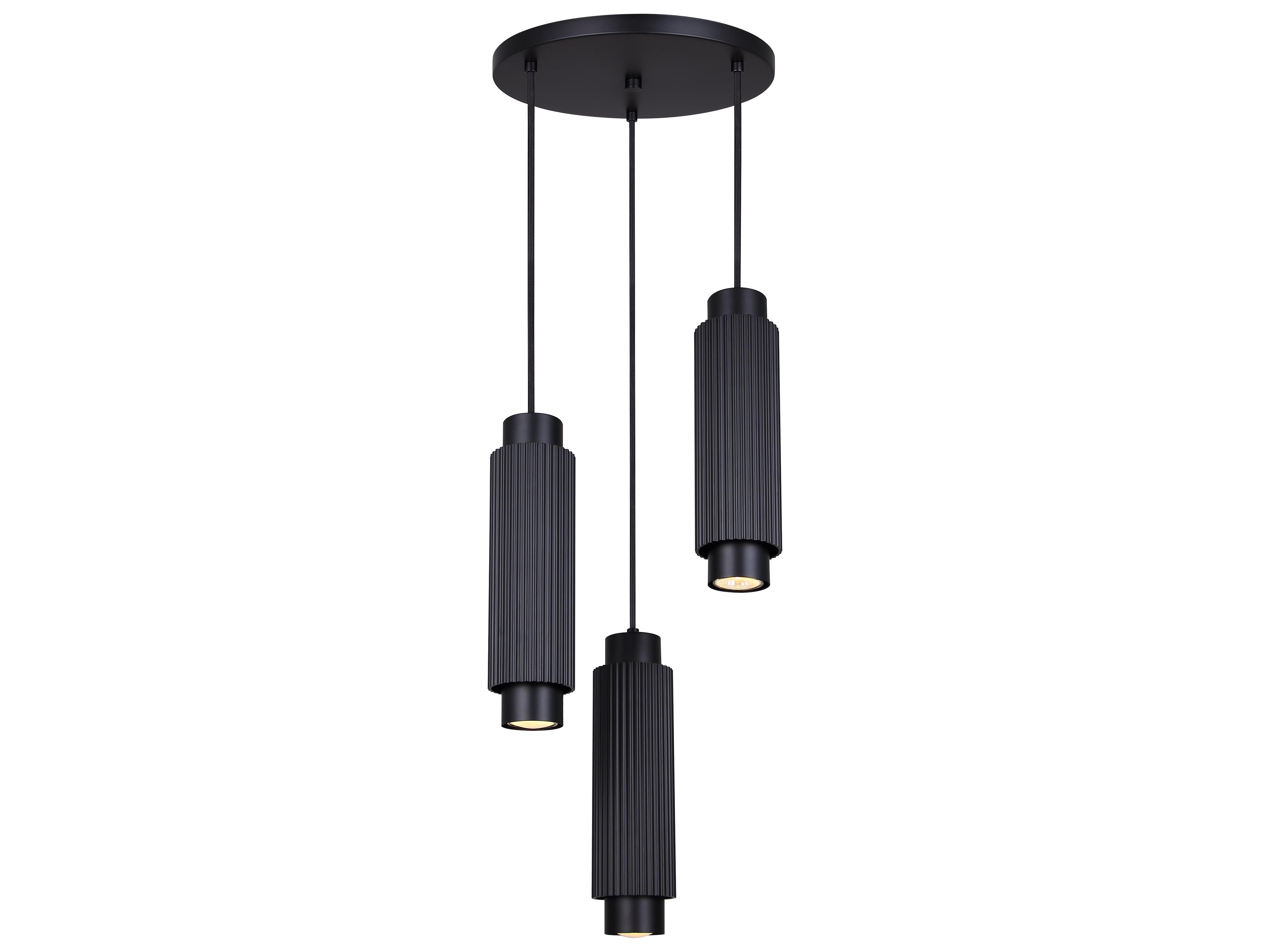 Cohen 3 -light Black Cylinder Pendant