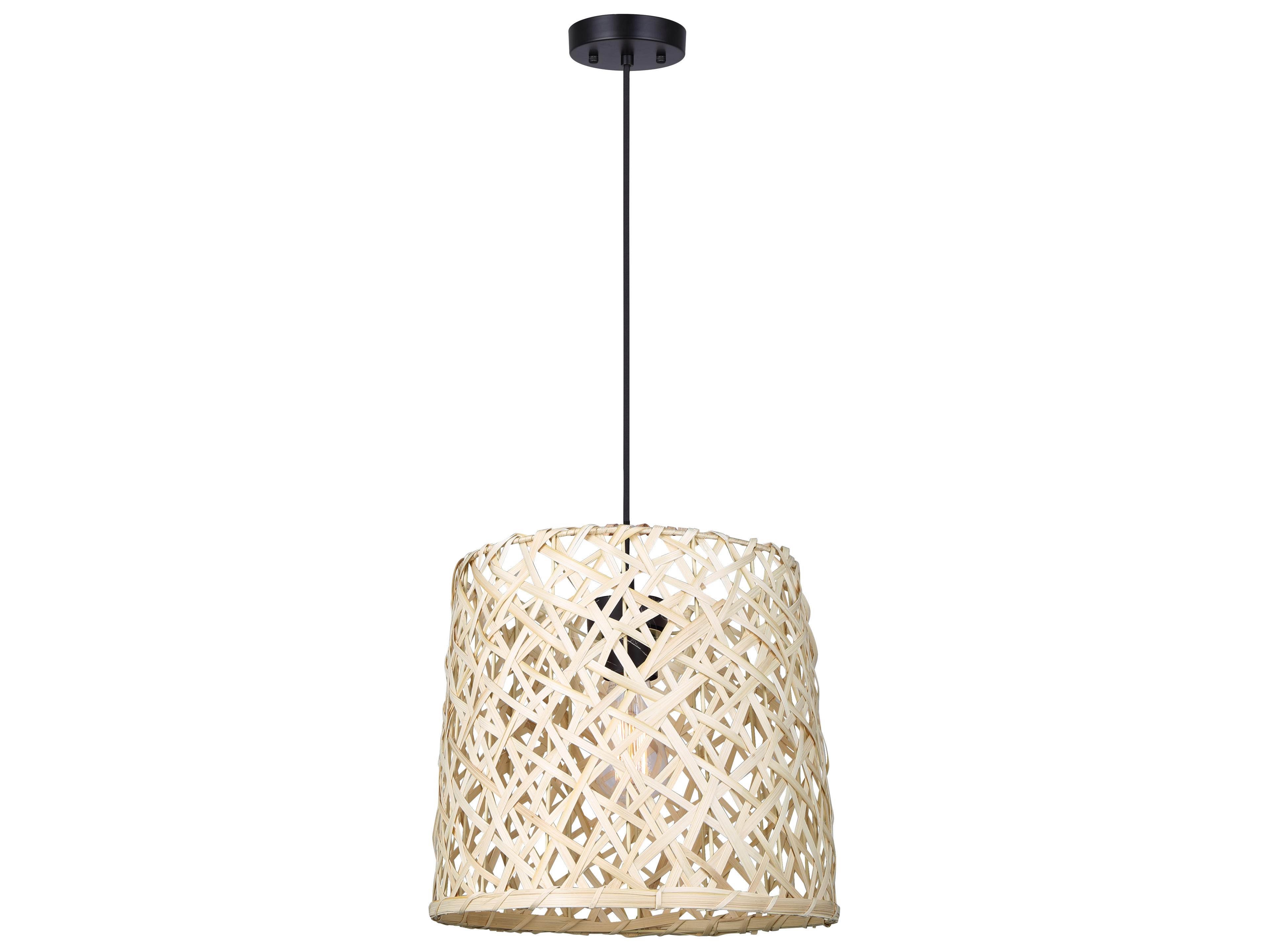 Tash 1 -light Black Drum Pendant