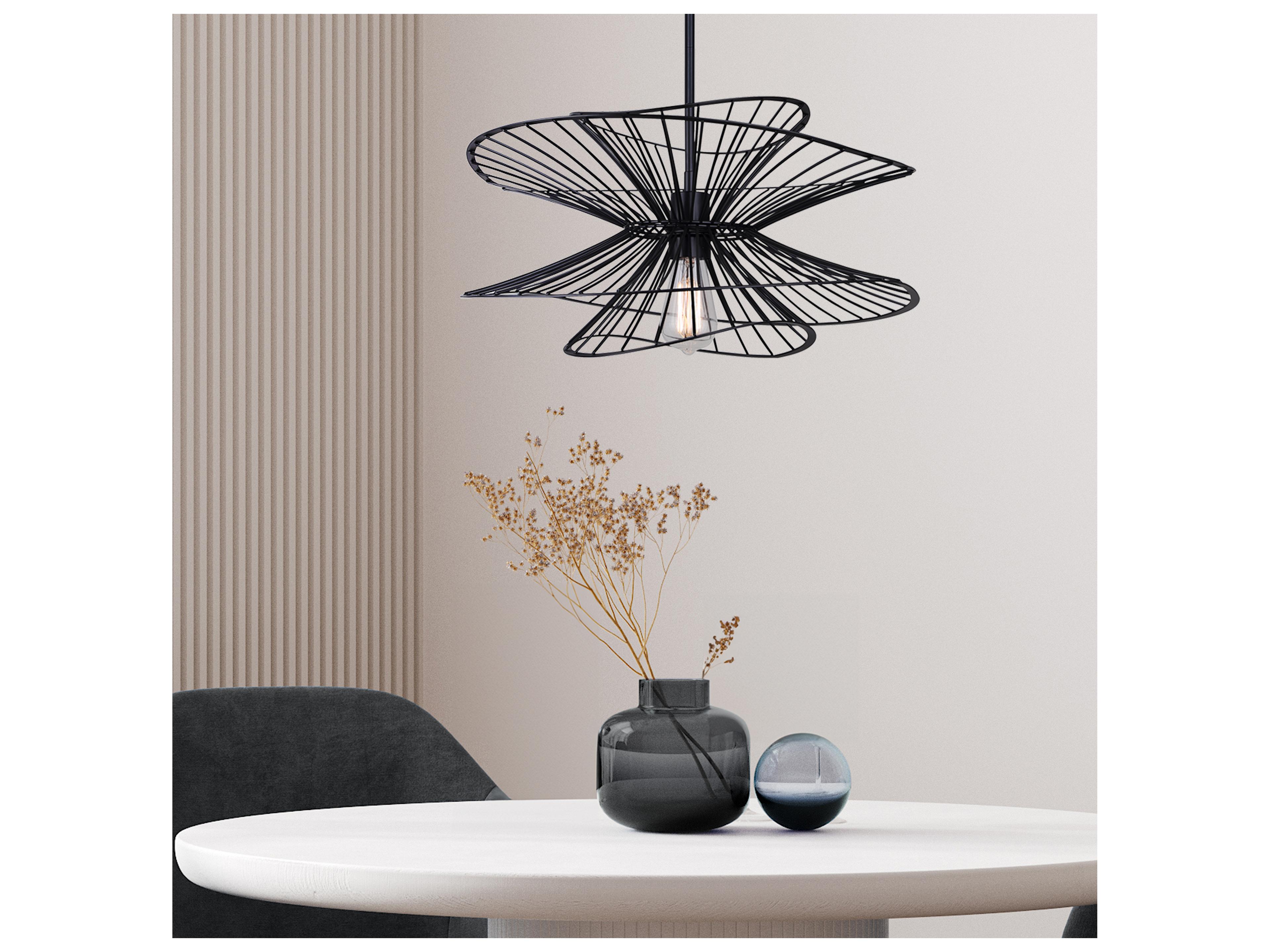 Canarm Channel 6 -light Black Geometric Pendant