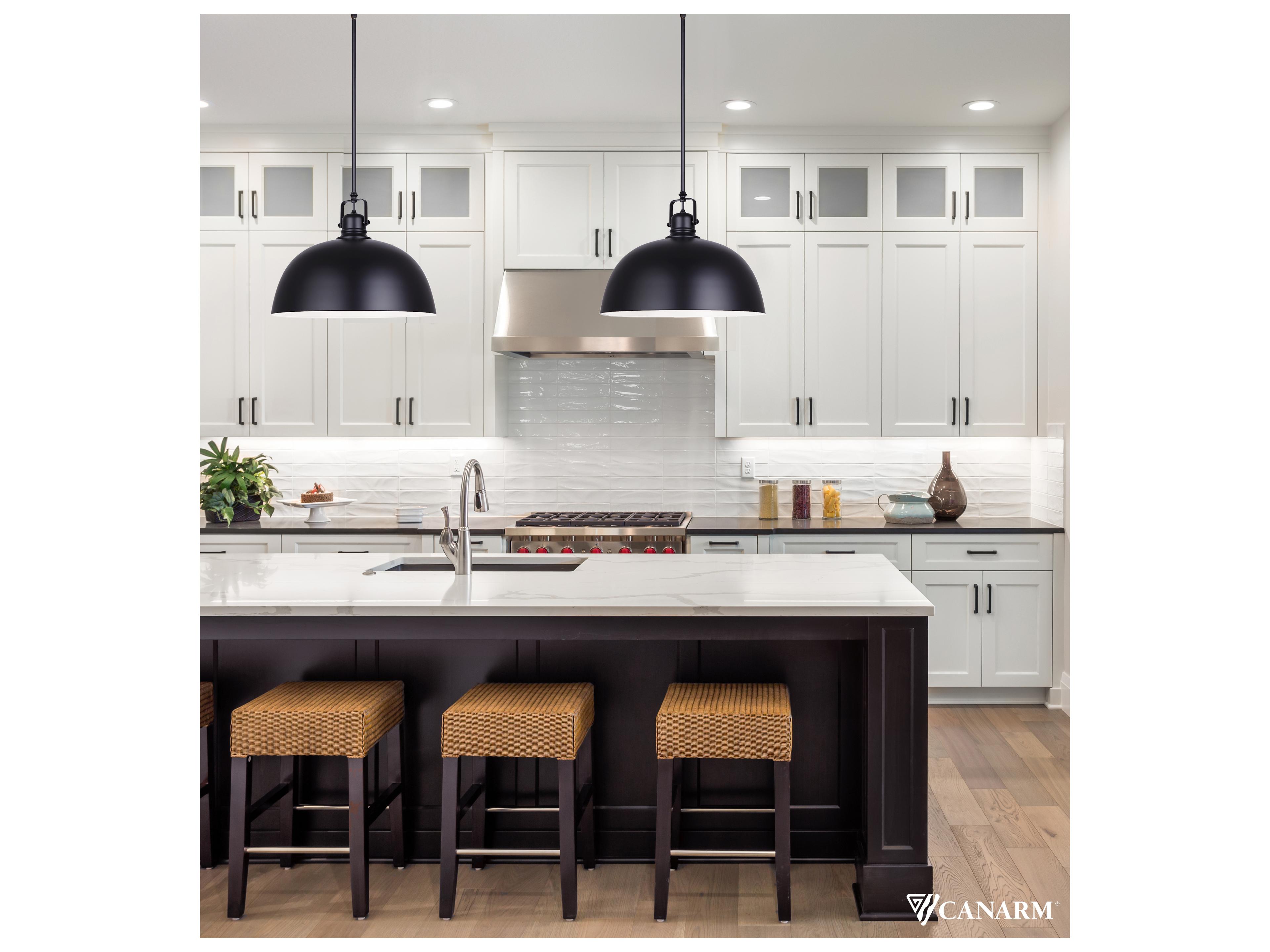 Canarm Polo 1 -light Black Dome Pendant