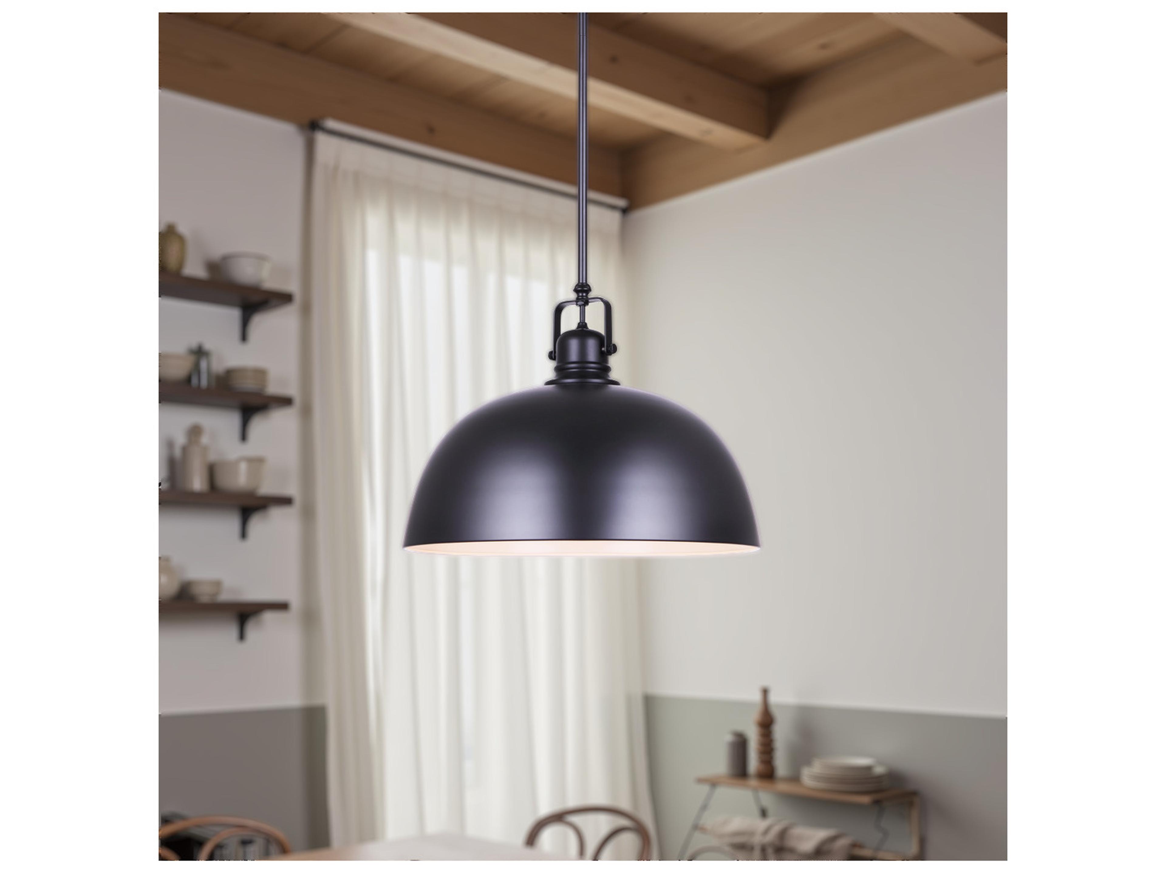 Canarm Polo 1 -light Black Dome Pendant