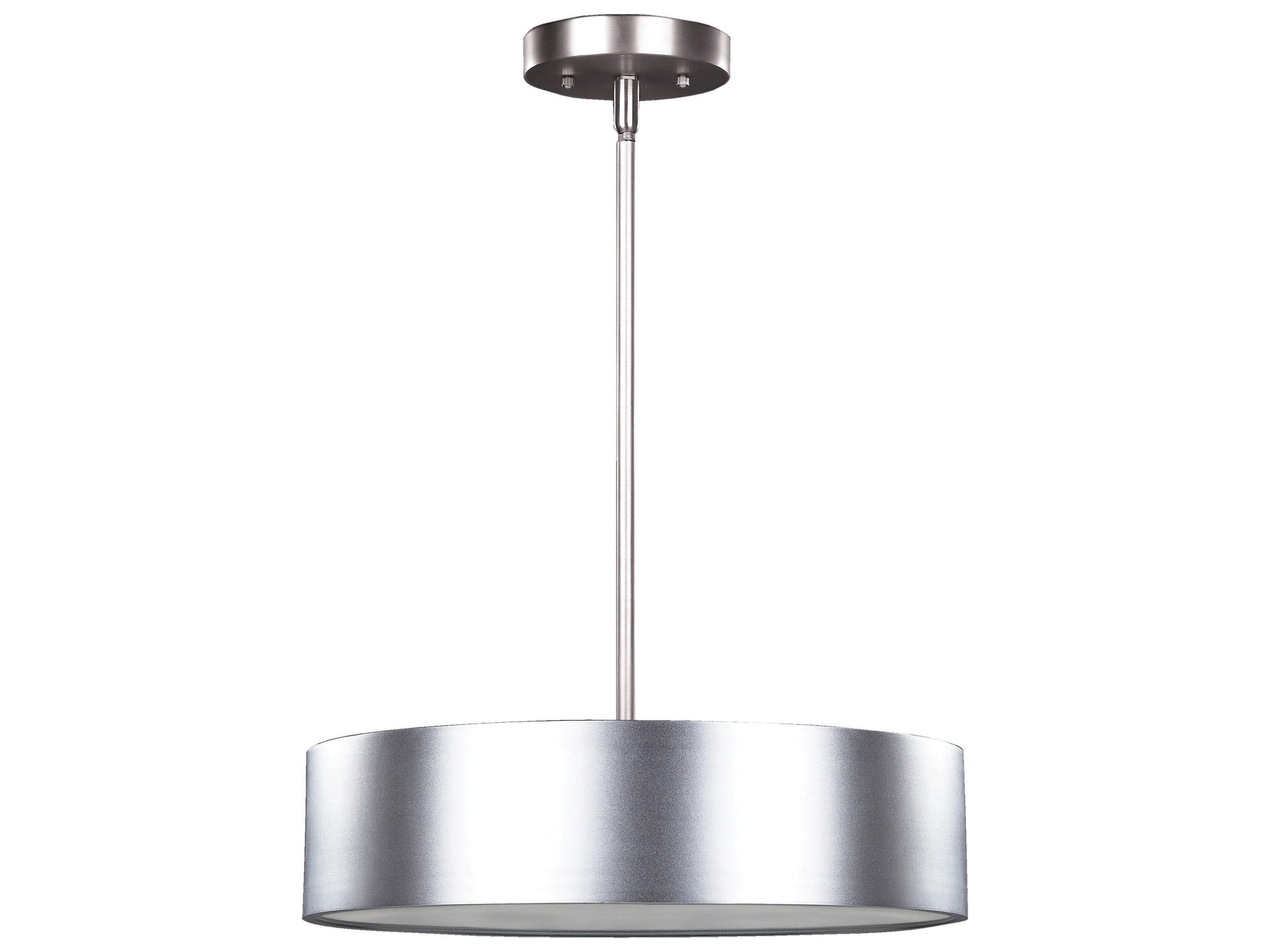 Dexter 3 -light Silver Drum Pendant
