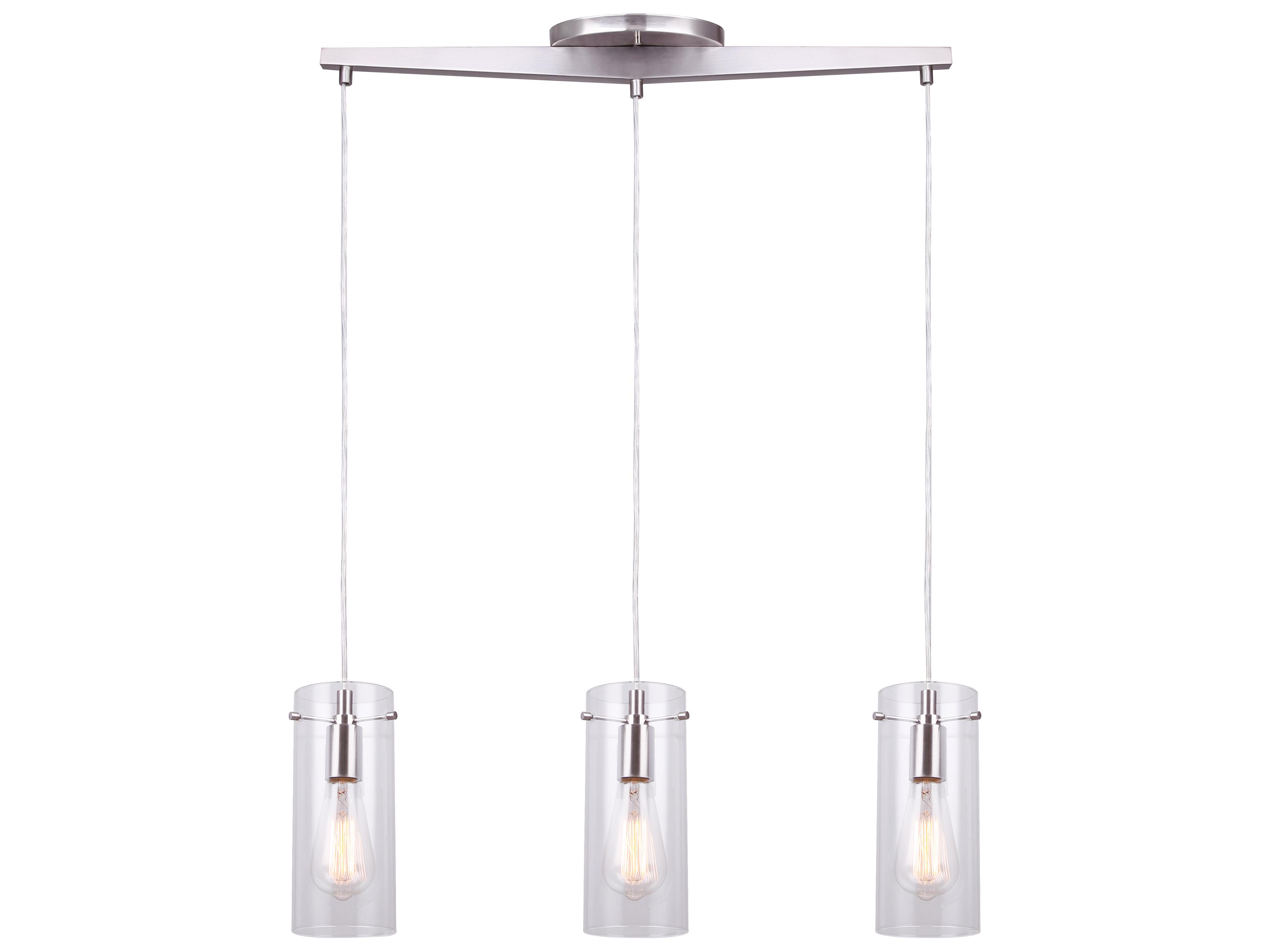 Joni 3 -light Nickel Cylinder Island Pendant