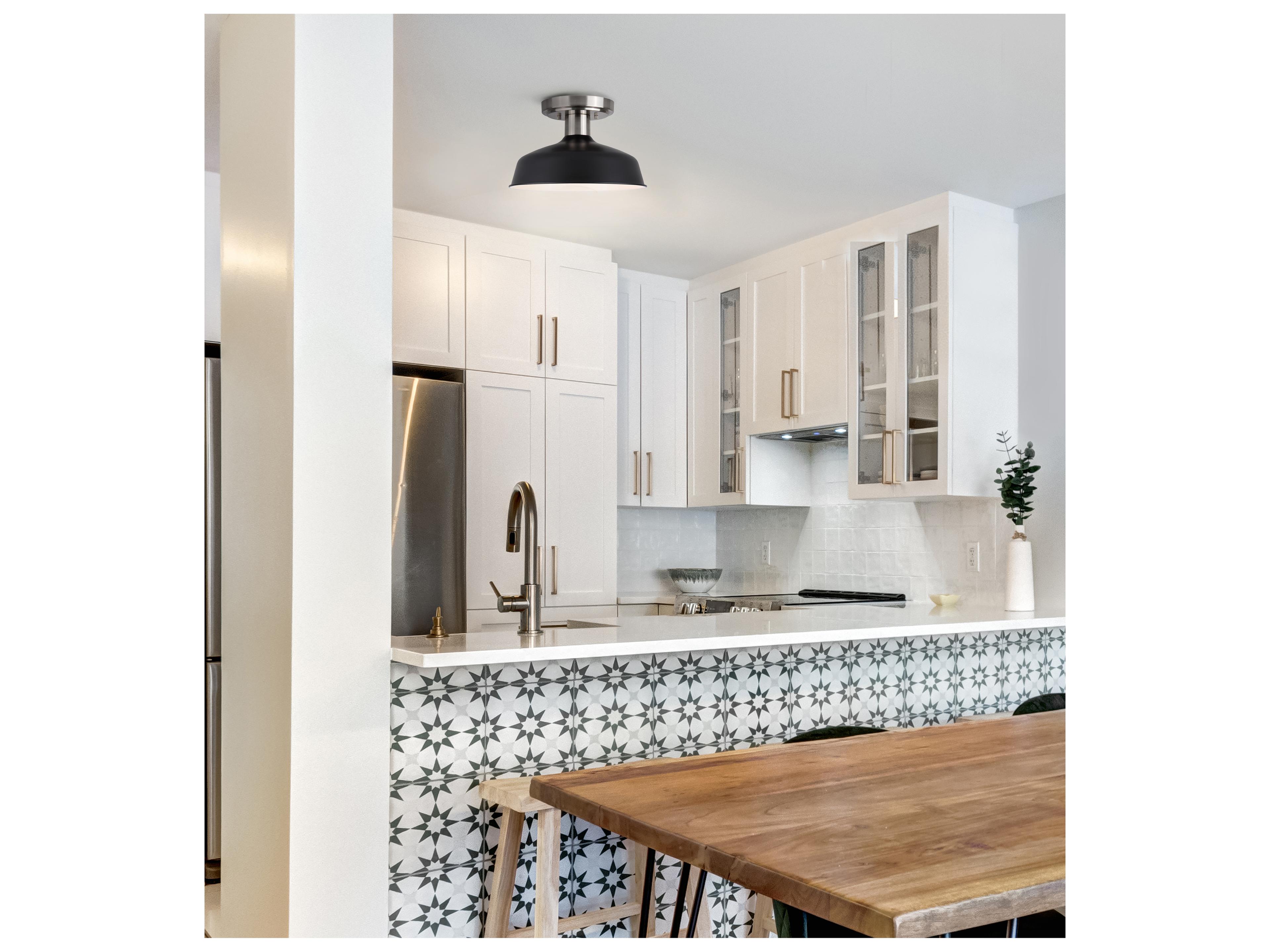 Canarm Bello 1 -light Black Bowl Semi Flush Mount