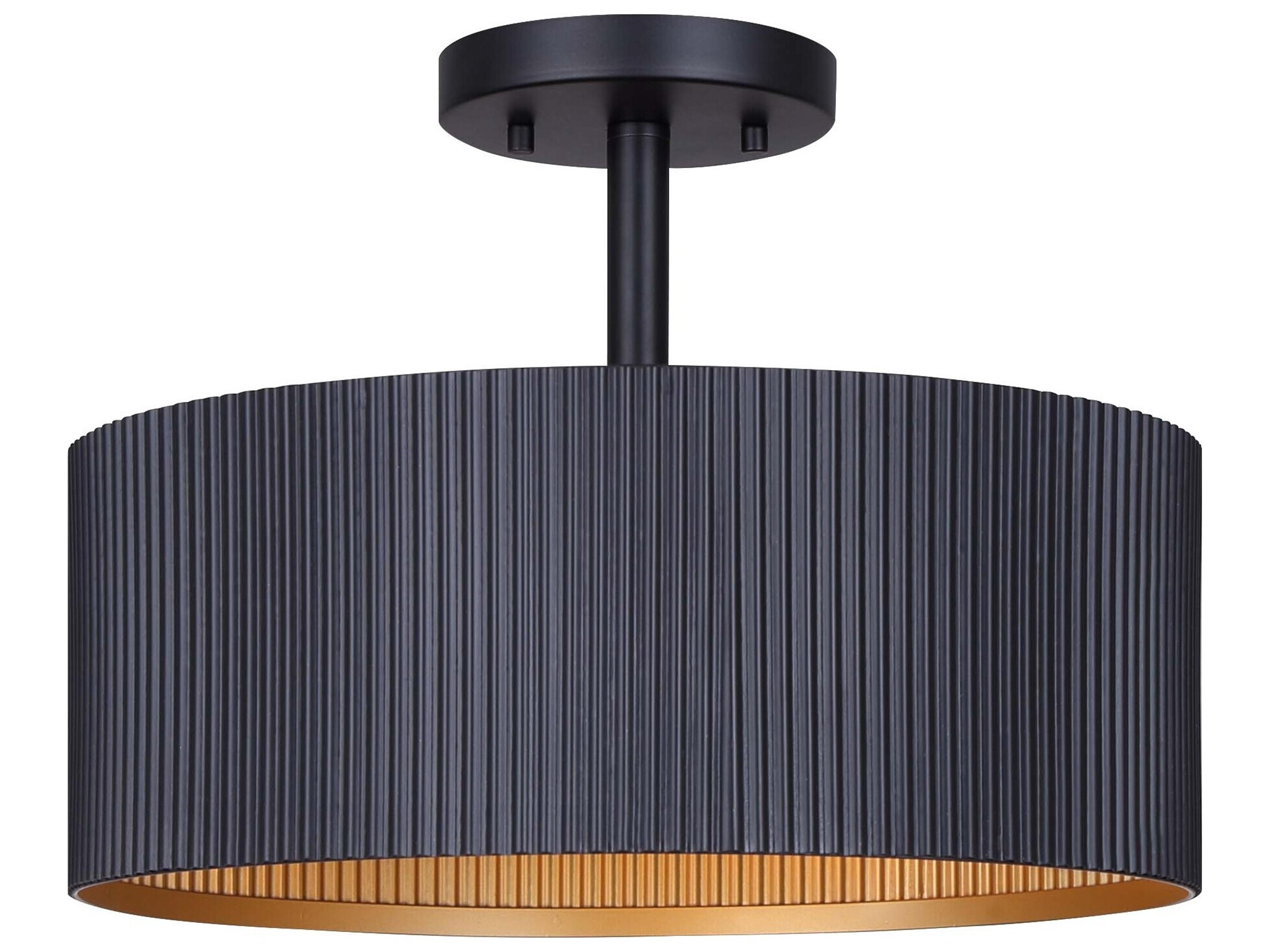 Rexton 2 -light Black Drum Semi Flush Mount