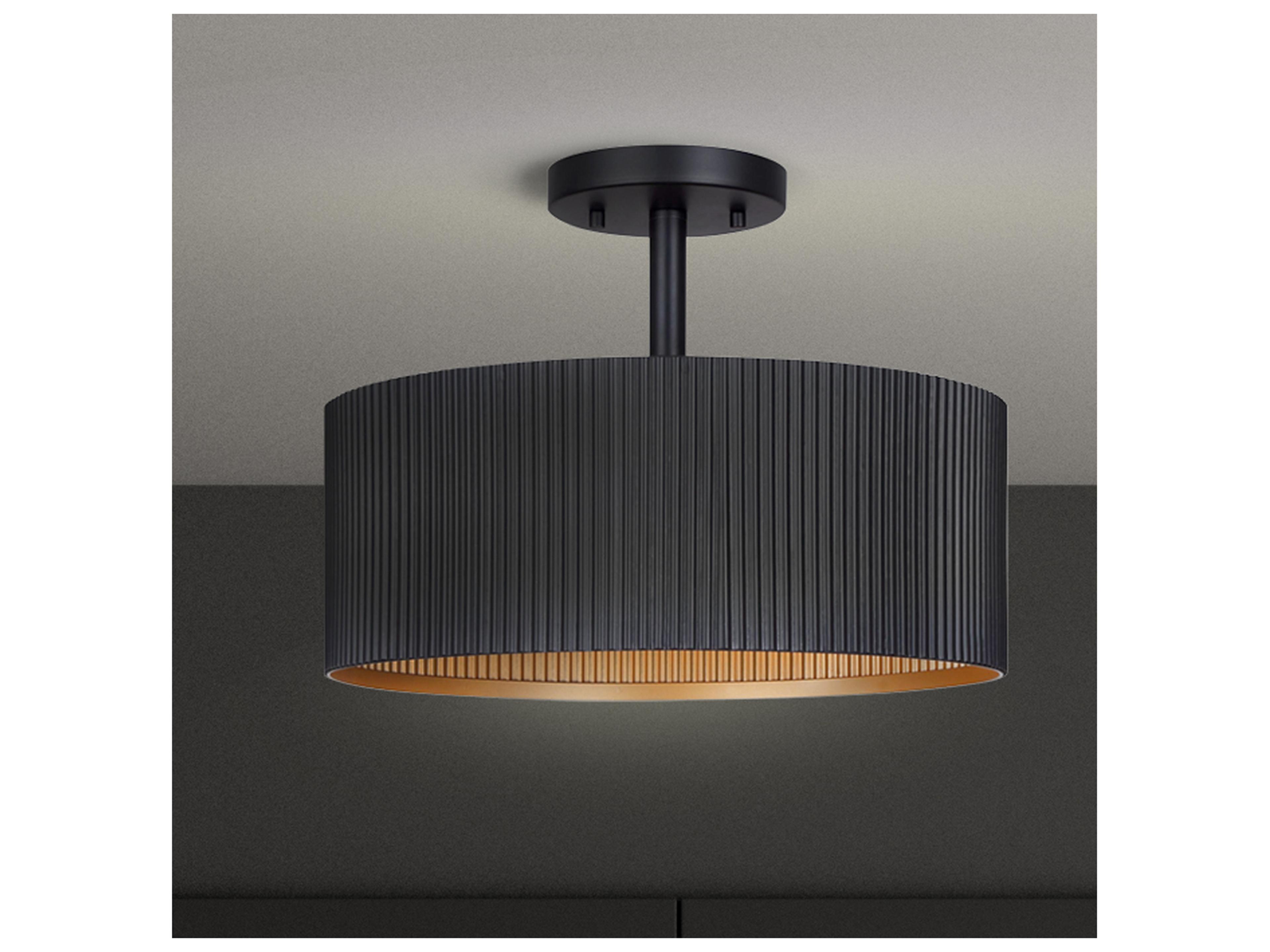 Canarm Rexton 2 -light Black Drum Semi Flush Mount