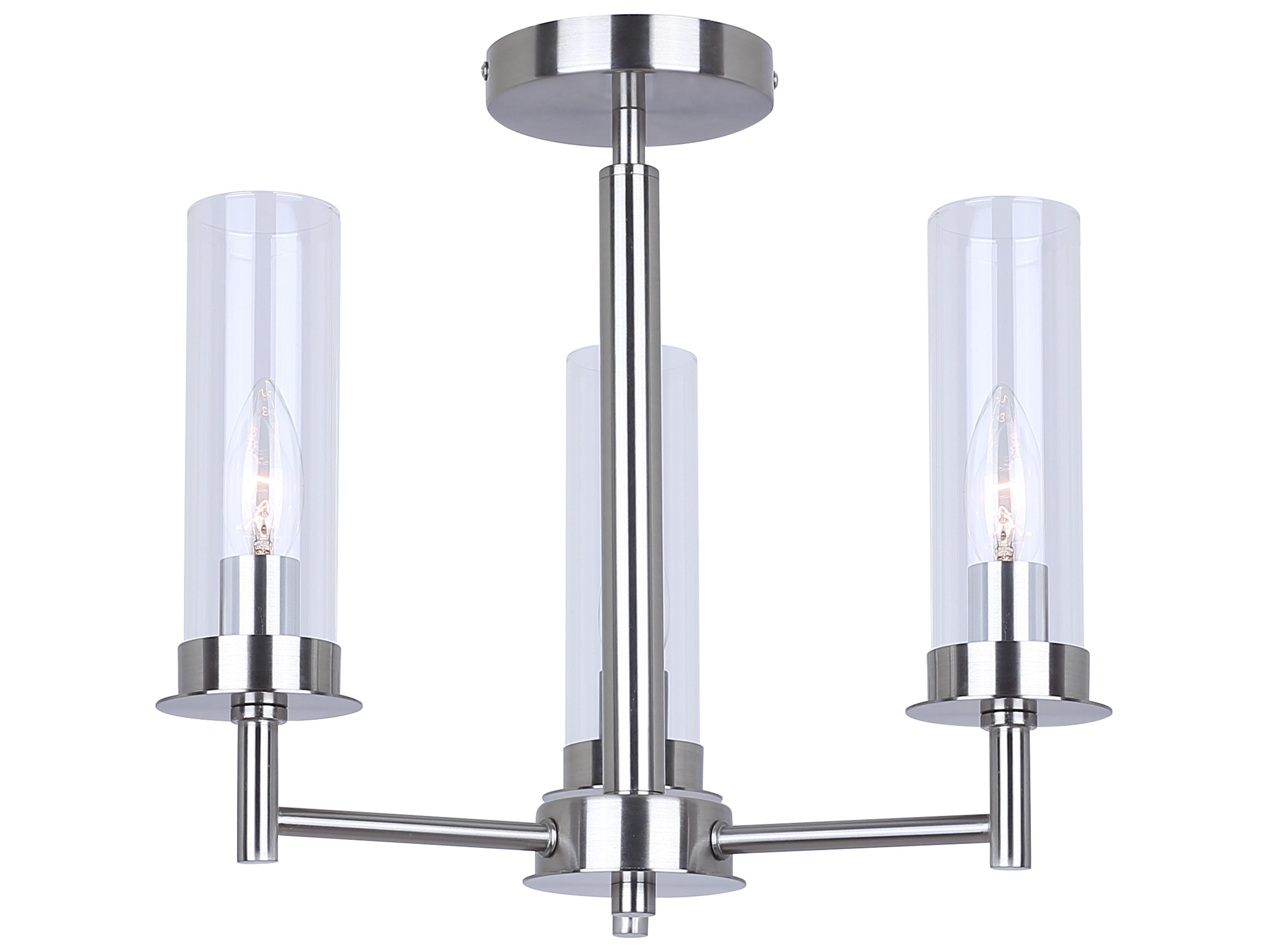 Benson 3 -light Nickel Cylinder Semi Flush Mount