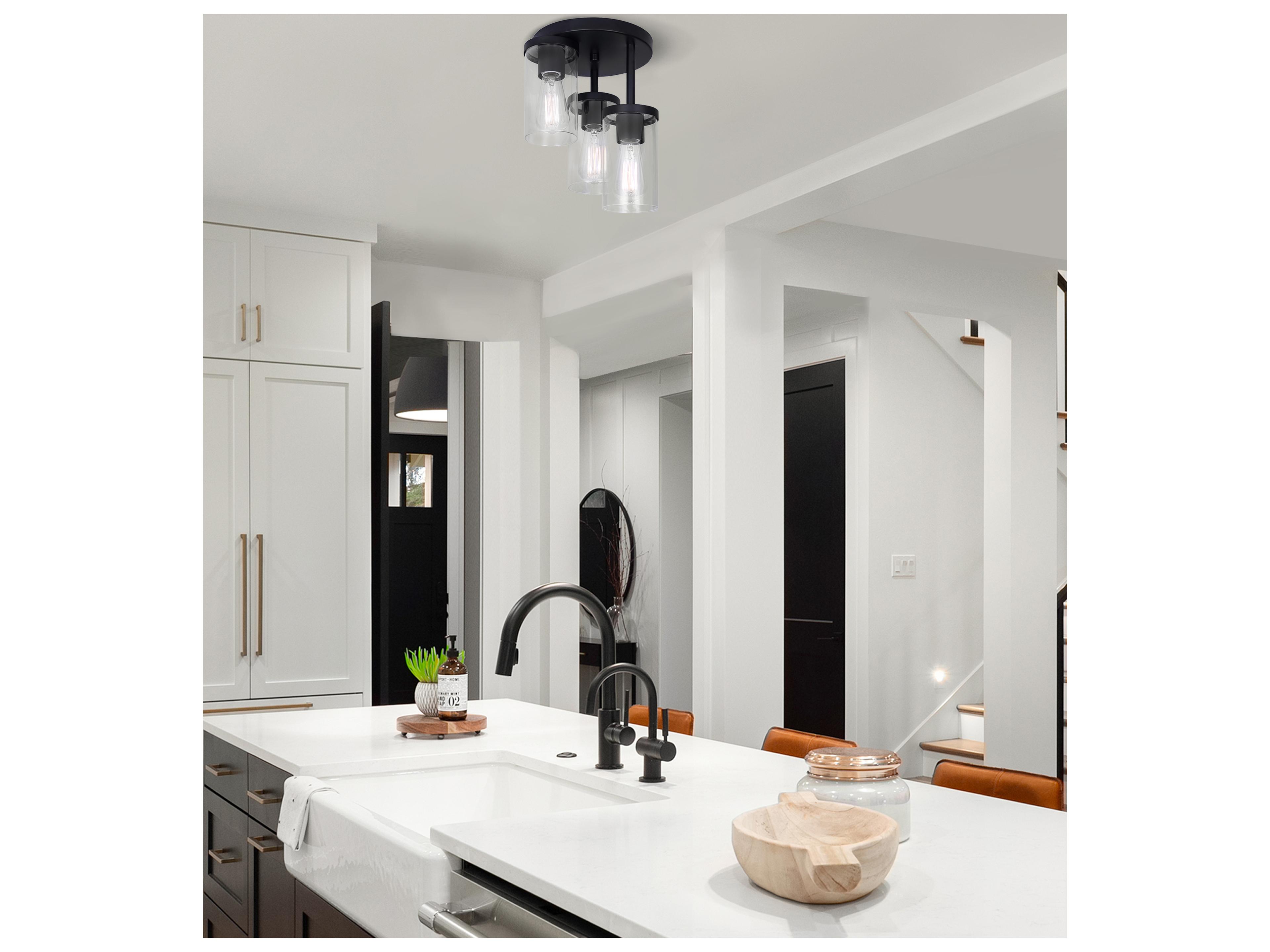 Canarm Britton 3 -light Black Cylinder Semi Flush Mount
