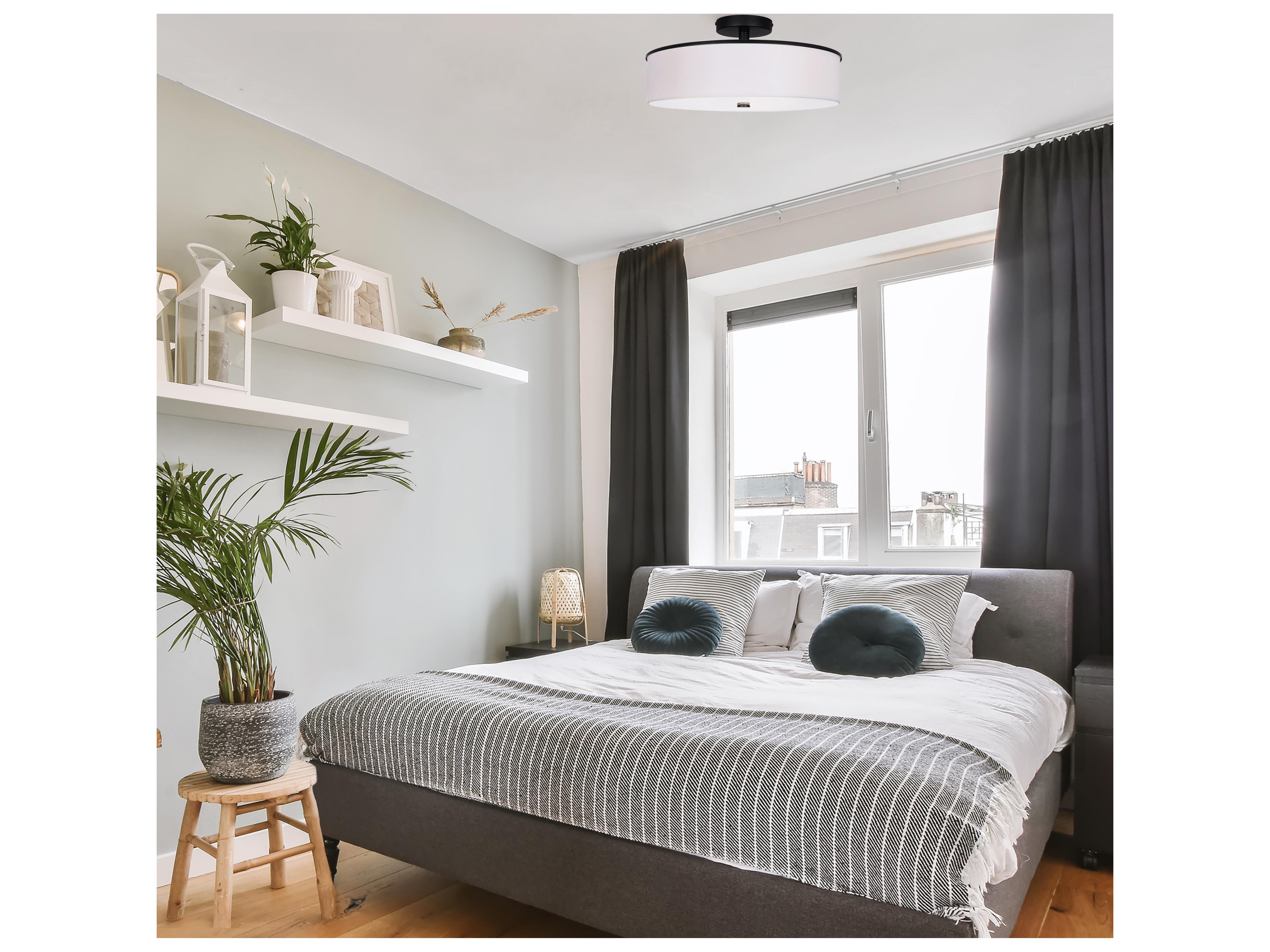 Canarm Tristan 3 -light Black Drum Semi Flush Mount