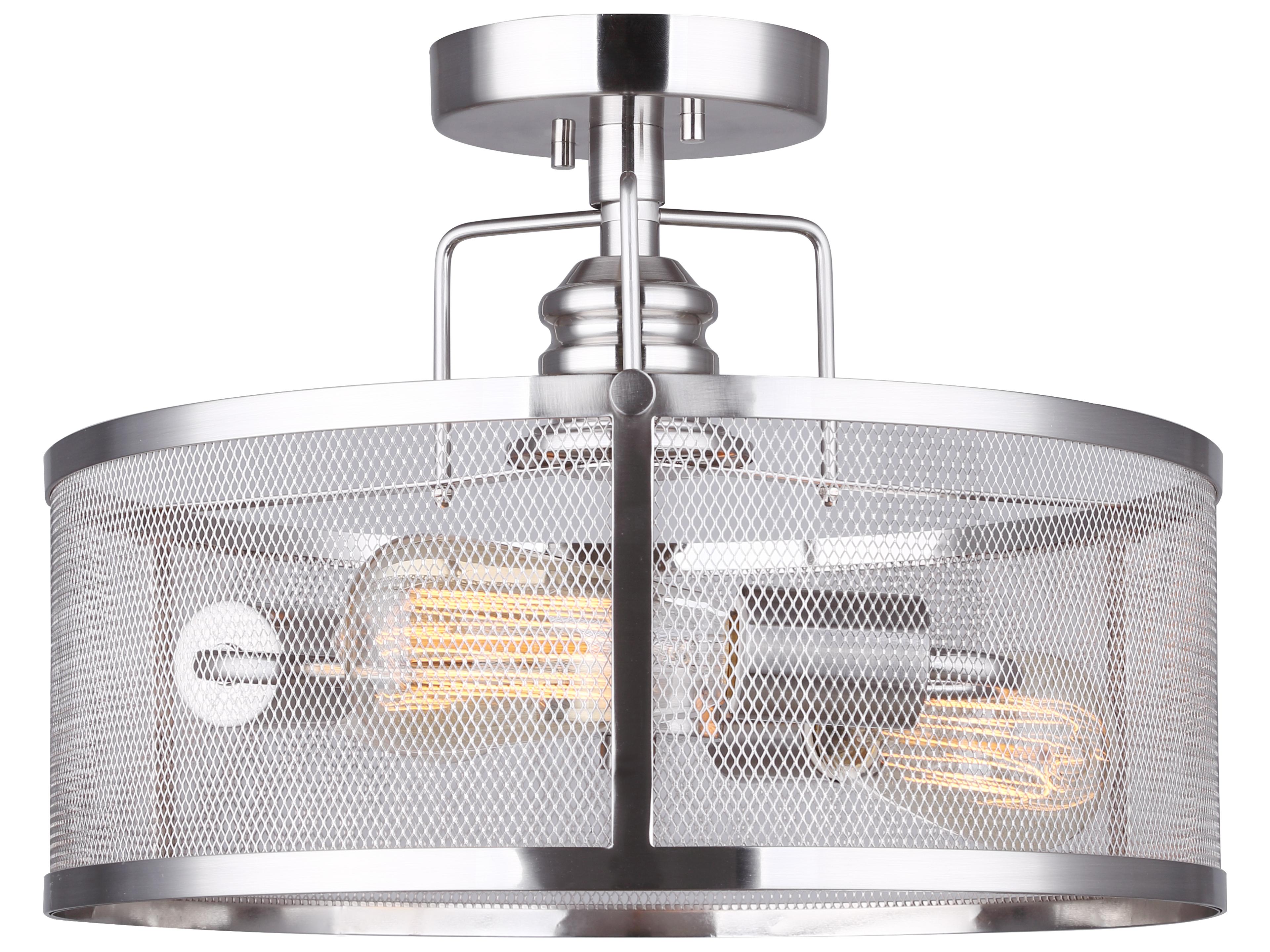 Canarm Beckett 3 -light Nickel Drum Semi Flush Mount