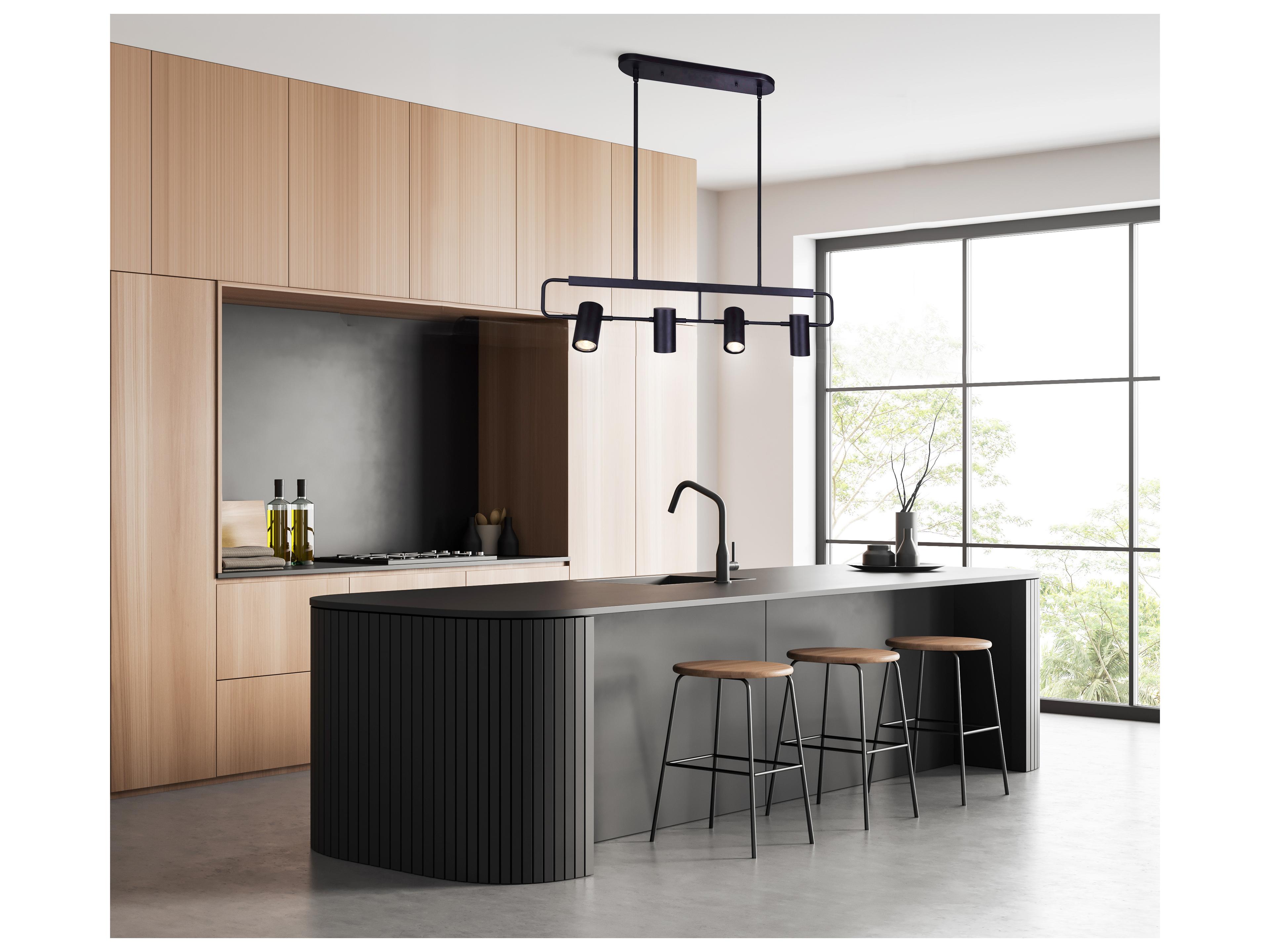 Canarm Leal 4 -light Black Cylinder Linear Track & Rail Light