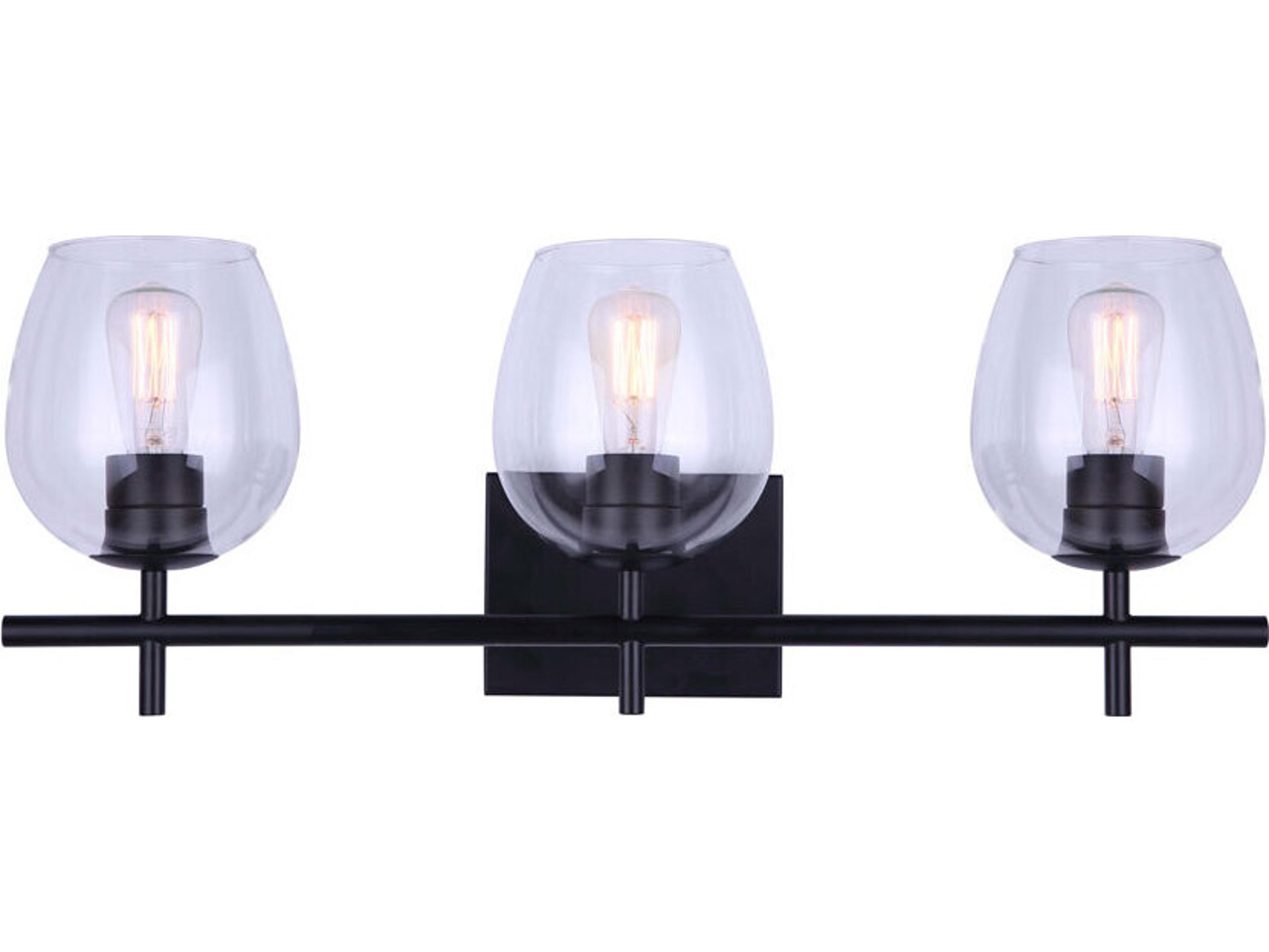 Cain 3 -light Black Vanity Light
