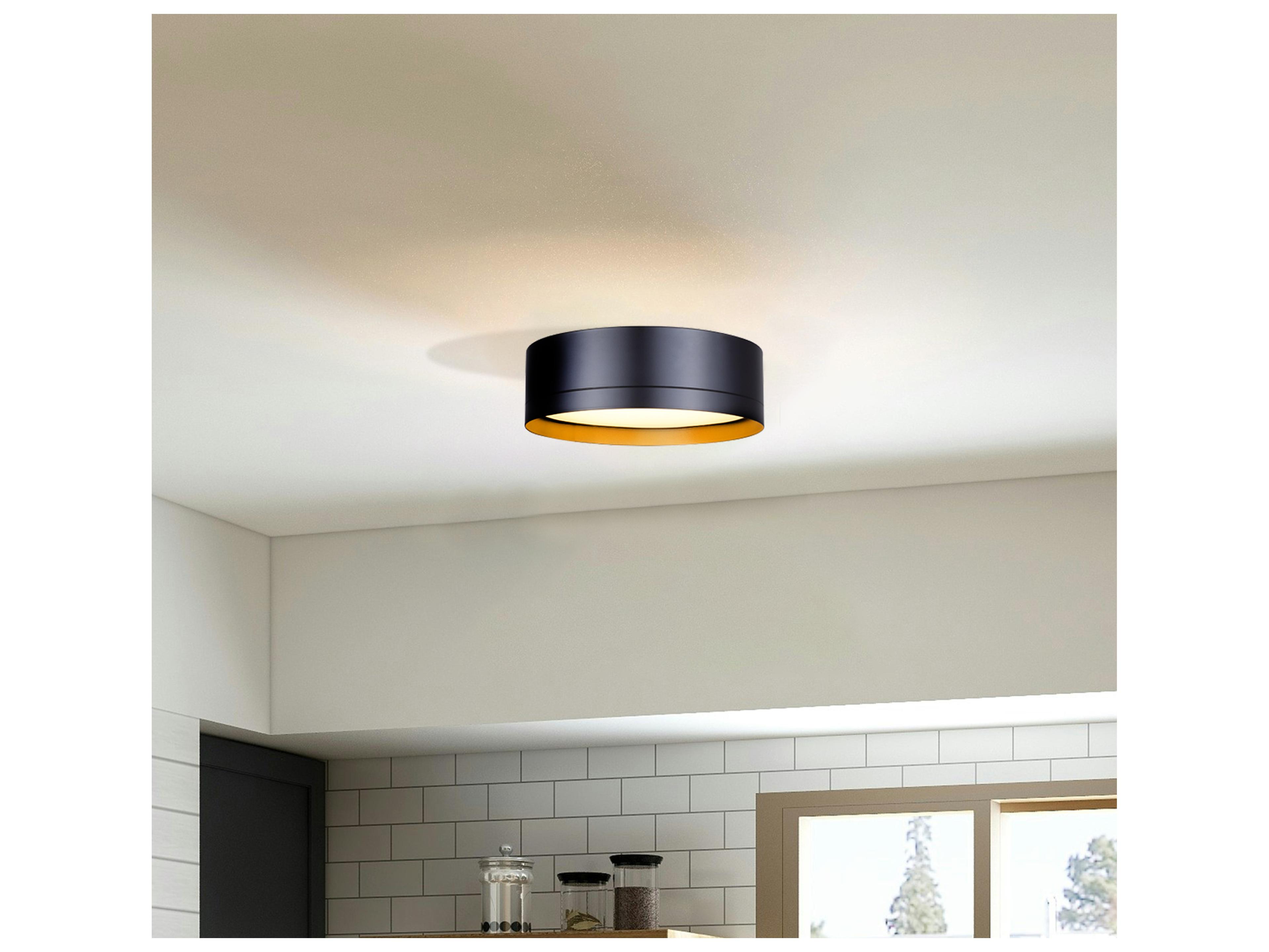 Canarm Kyrie 1 -light Black LED Drum Flush Mount