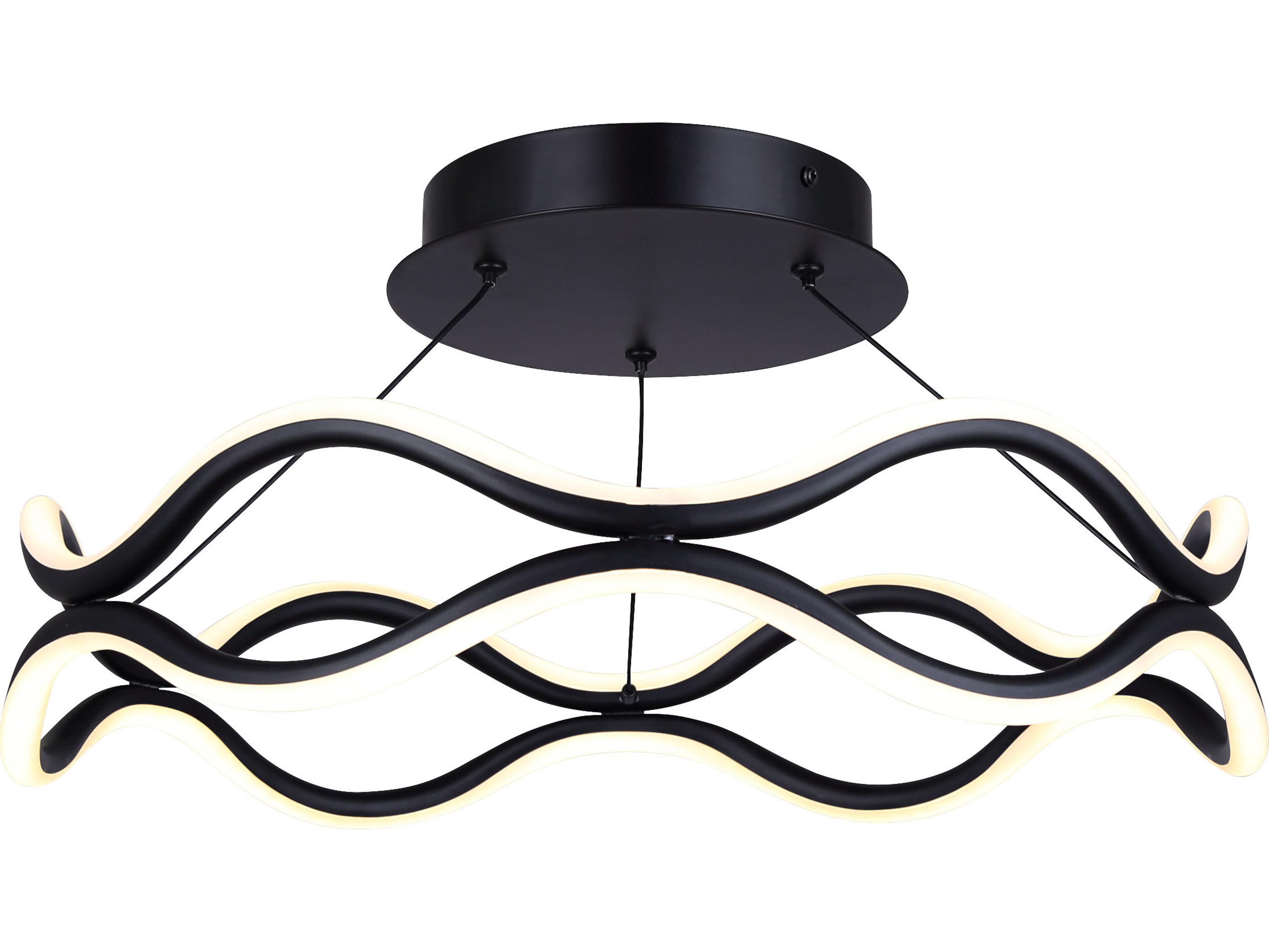 Castra 3 -light Black LED Round Semi Flush Mount