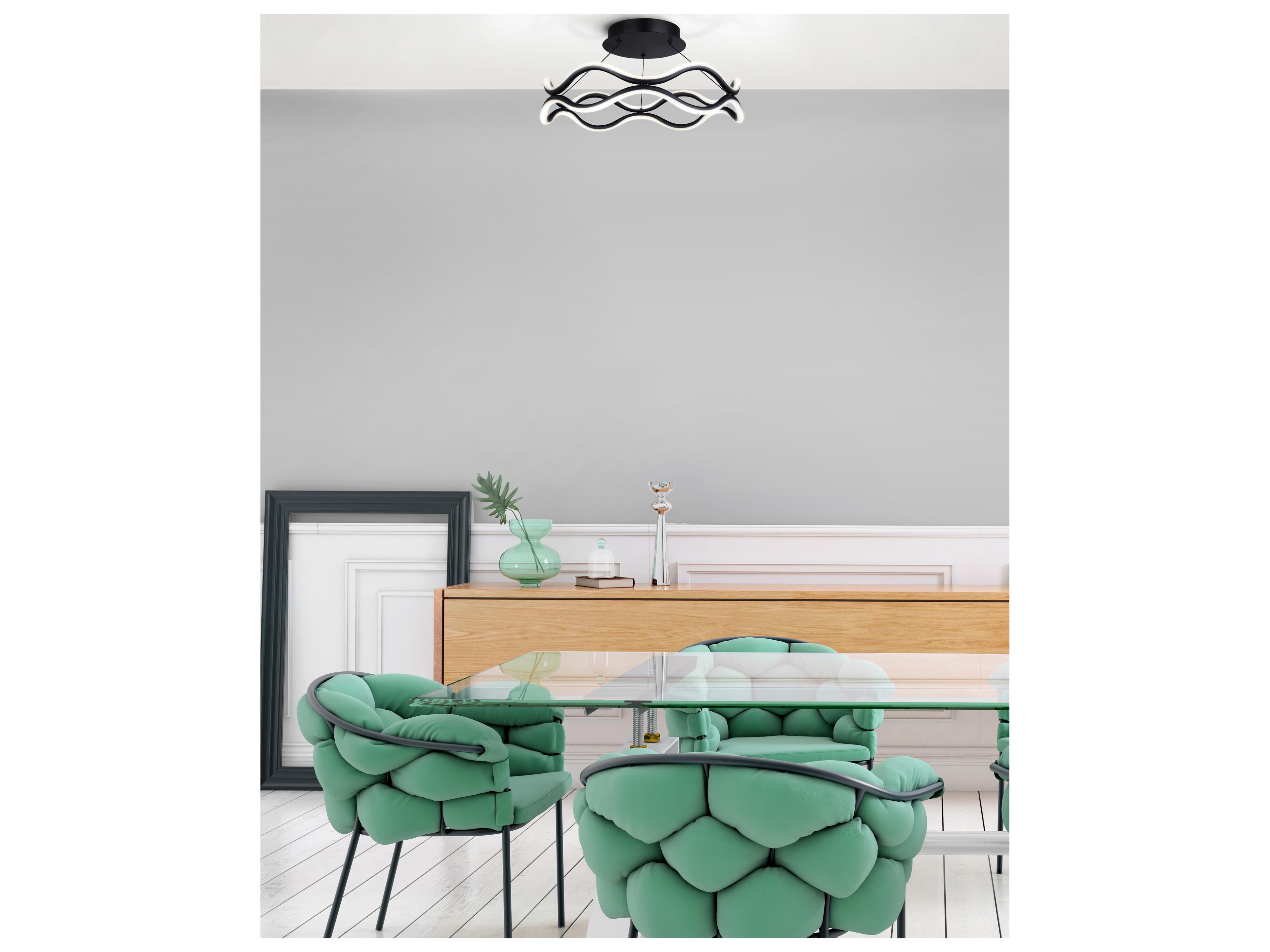 Canarm Castra 3 -light Black LED Round Semi Flush Mount