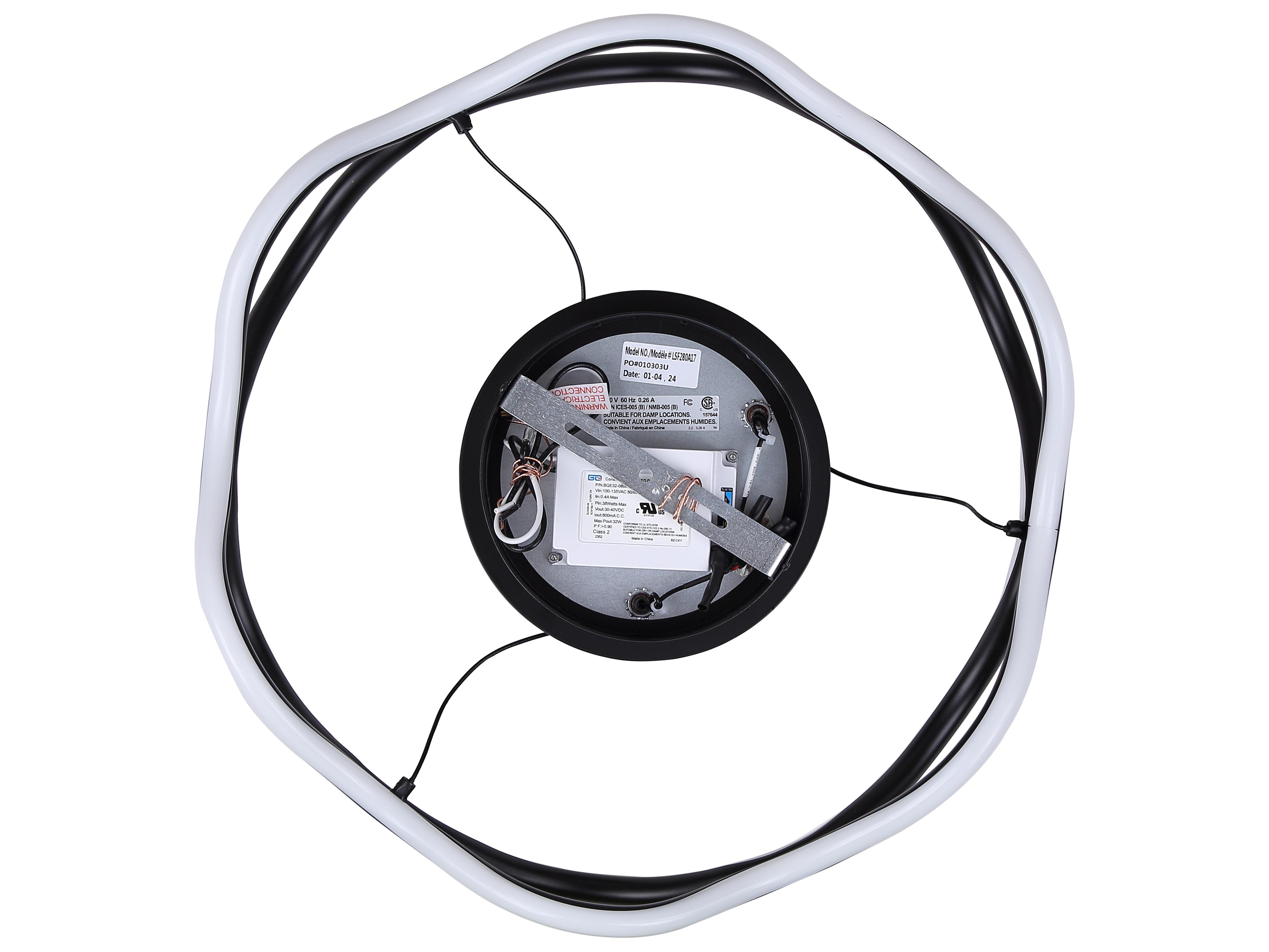 Canarm Castra 3 -light Black LED Round Semi Flush Mount