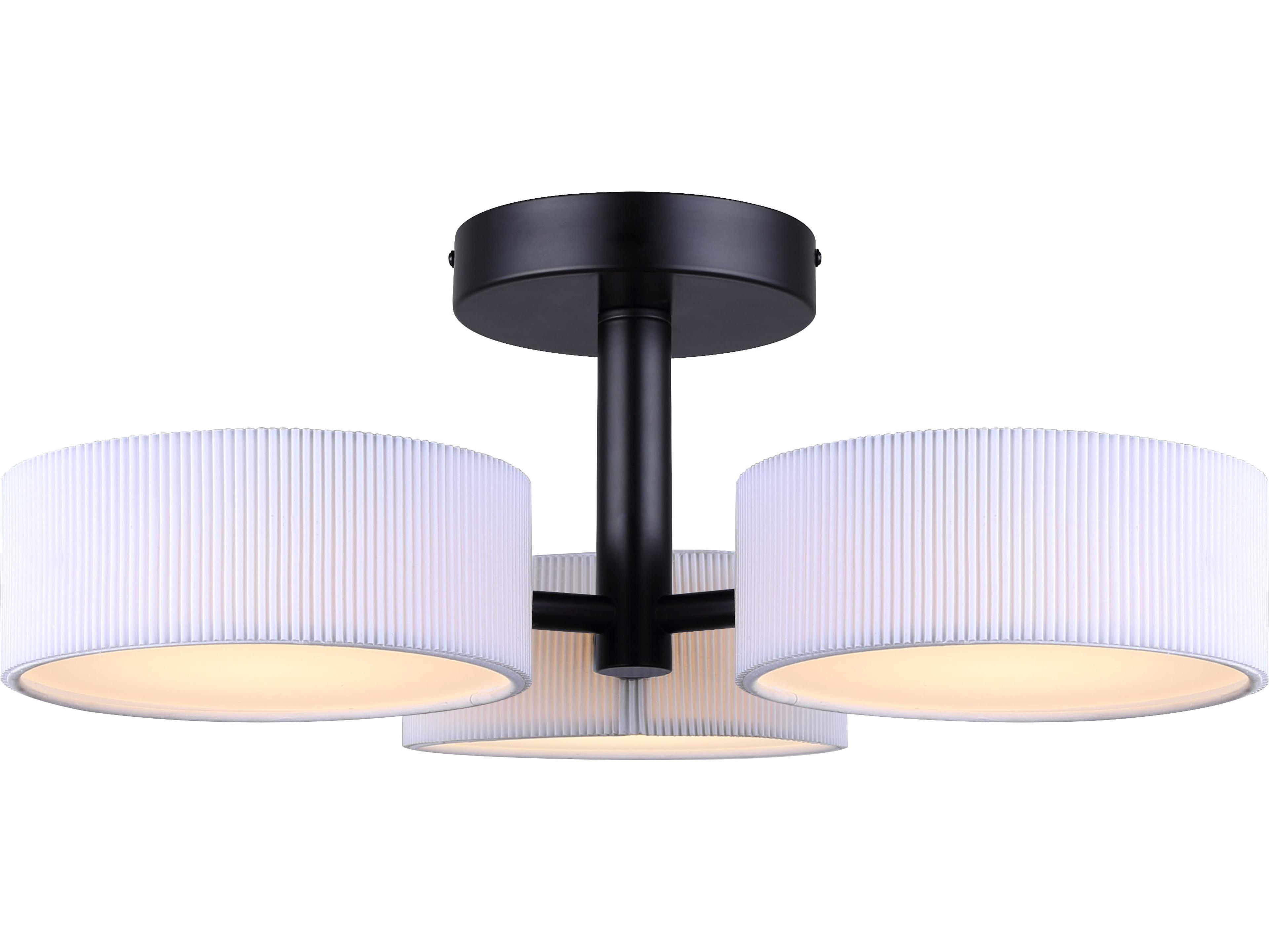 Carmynn 3 -light Black LED Drum Semi Flush Mount