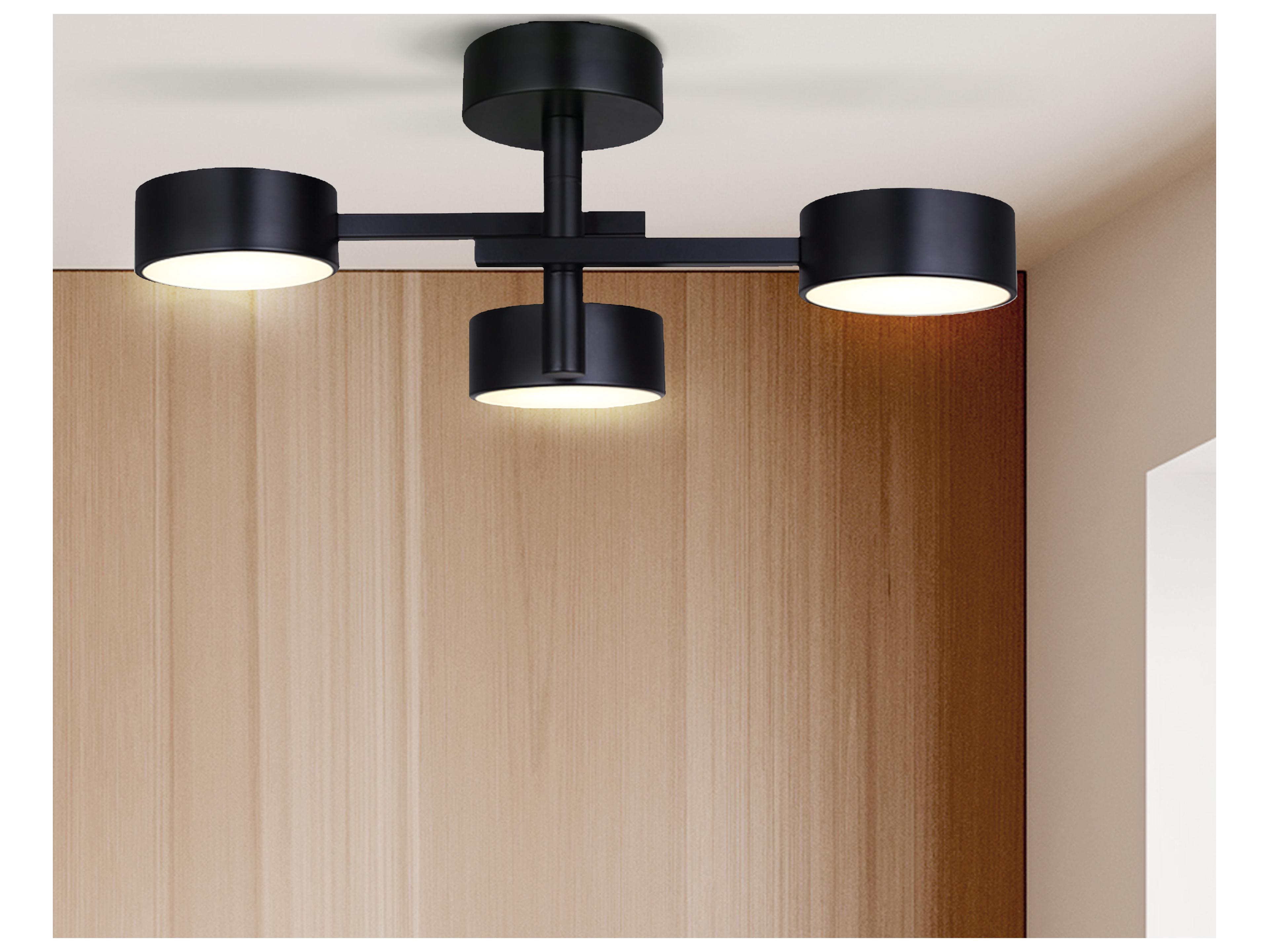 Canarm Montgomery Black LED Cylinder Round Semi Flush Mount