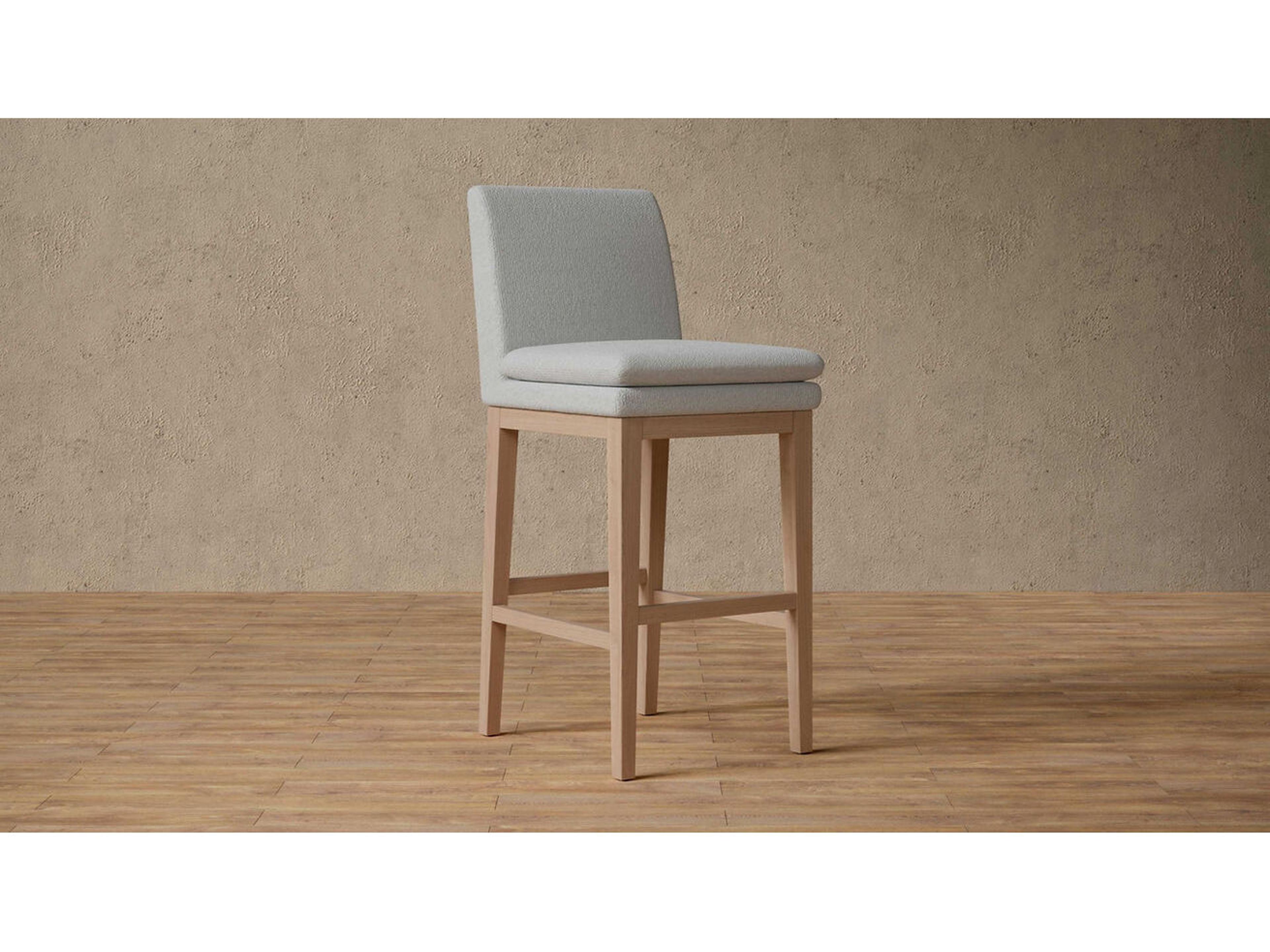 Case & Canvas Chandler Upholstered Oak Wood Bar Stool