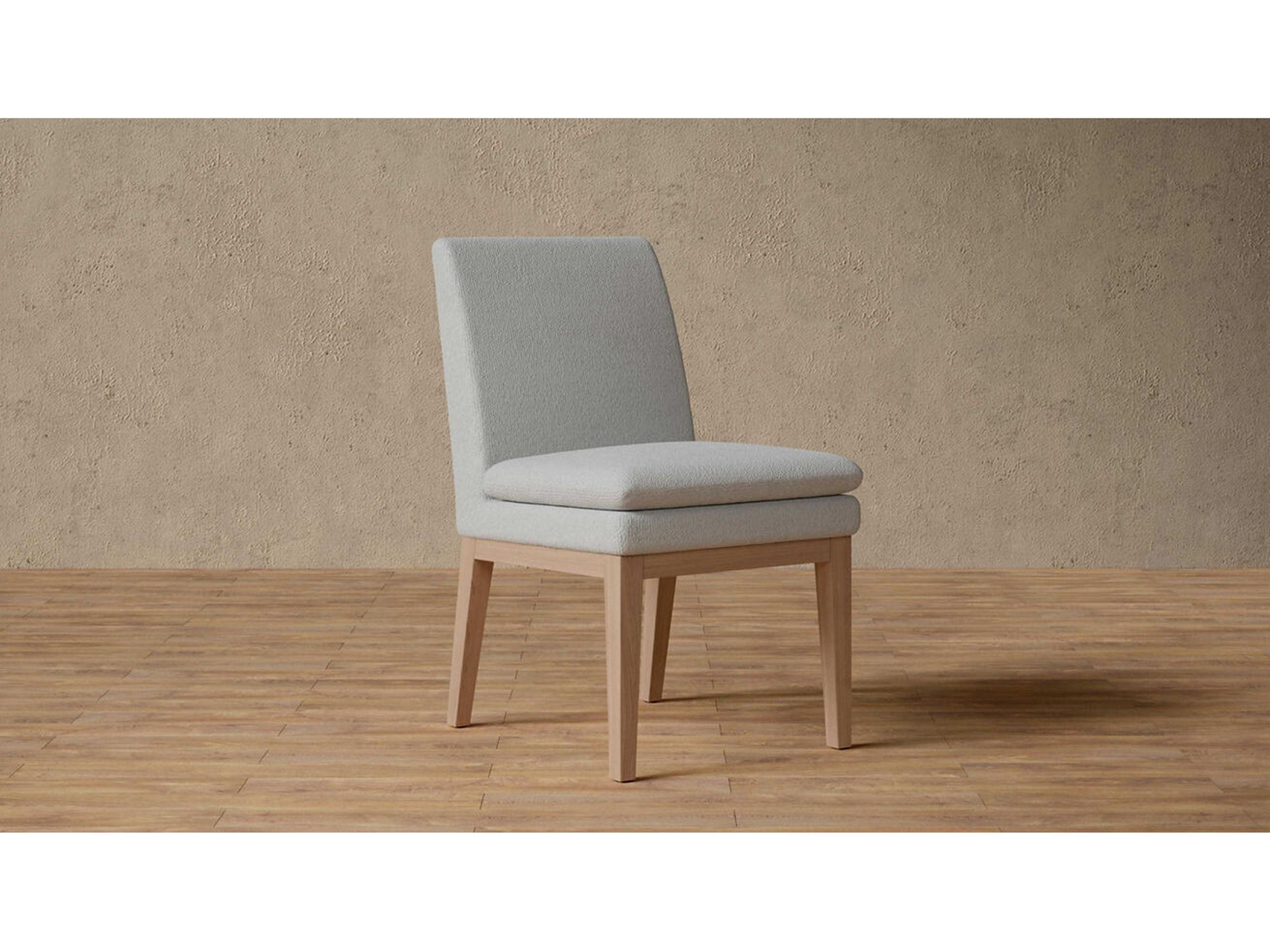 Case & Canvas Chandler Oak Wood Gray Upholstered Side Dining Chair