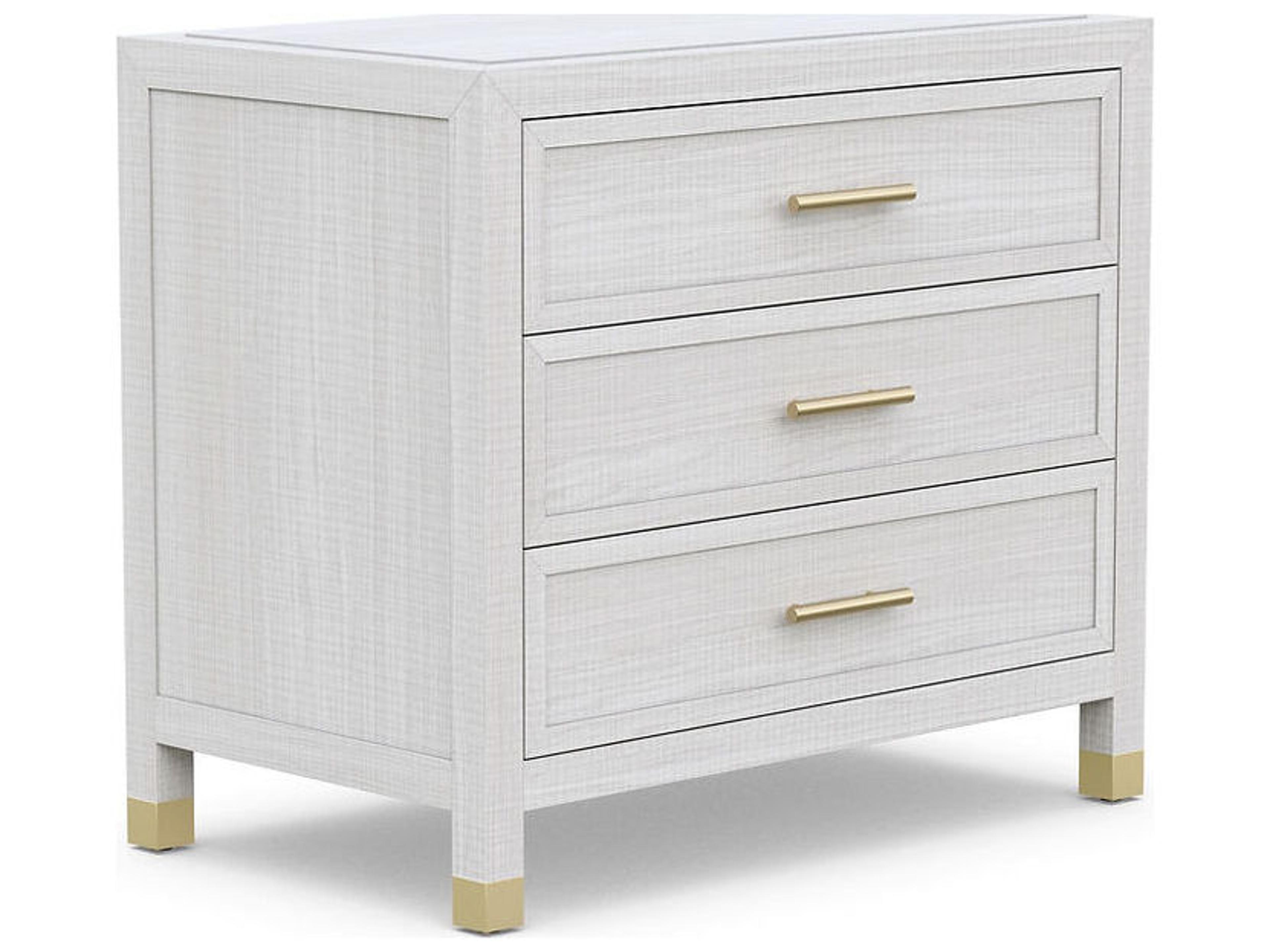 Corpus 3-Drawers Beach White Poplar Wood Nightstand
