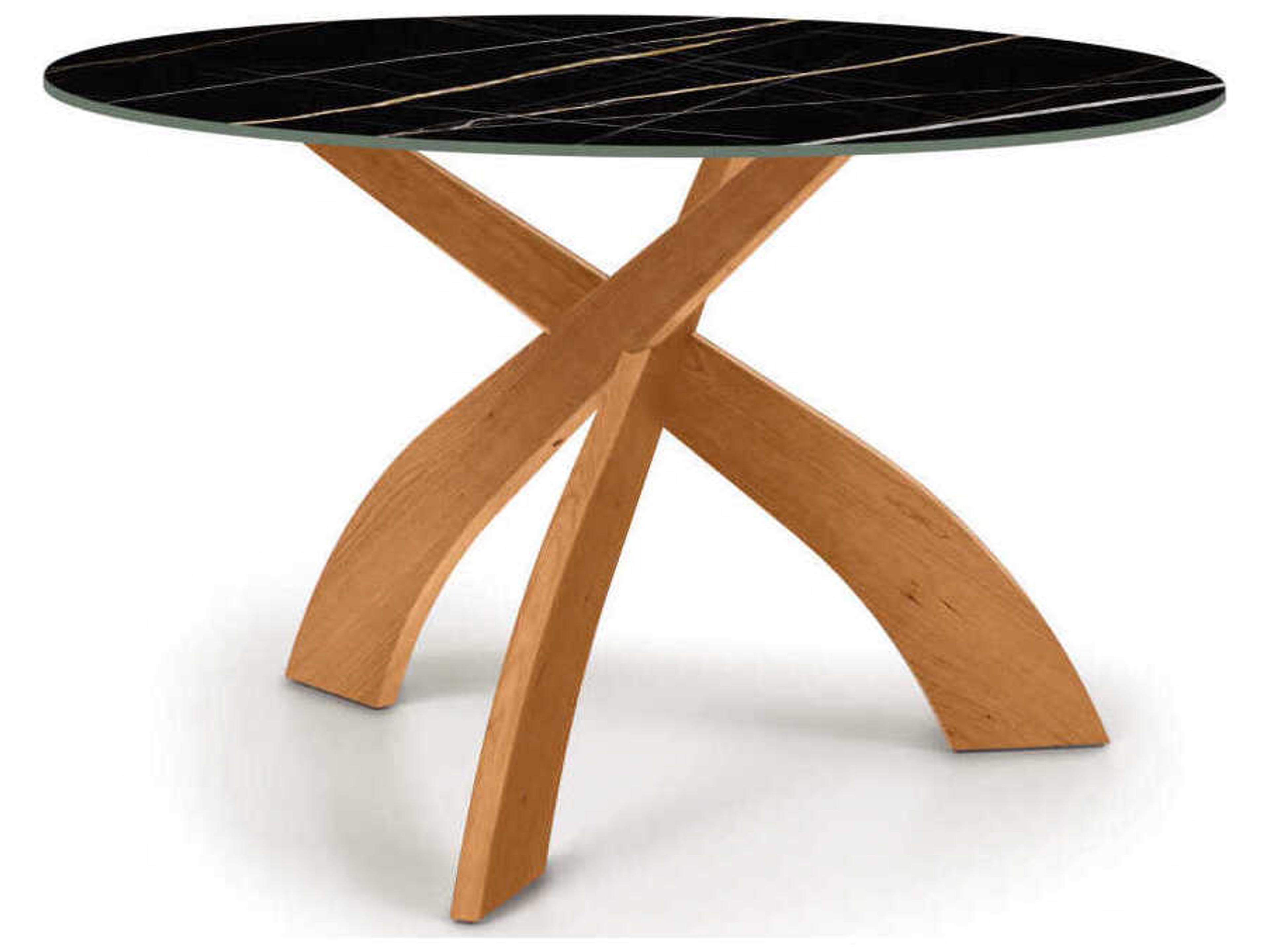 Entwine 48 Inch Round Sintered Stone Dining Table Solid Wood Base