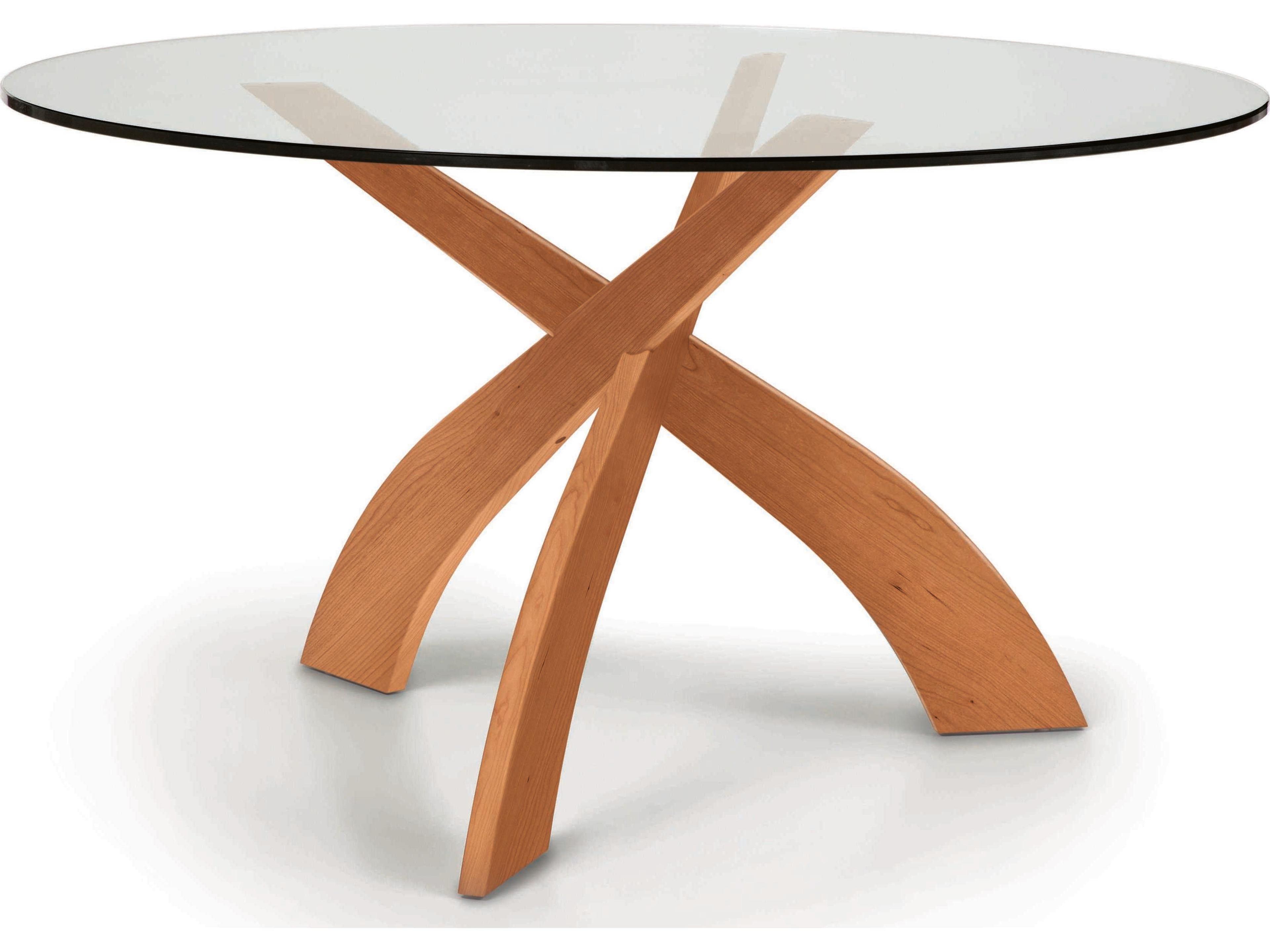 Furniture Entwine Round Glass Dining Table Solid Wood Base