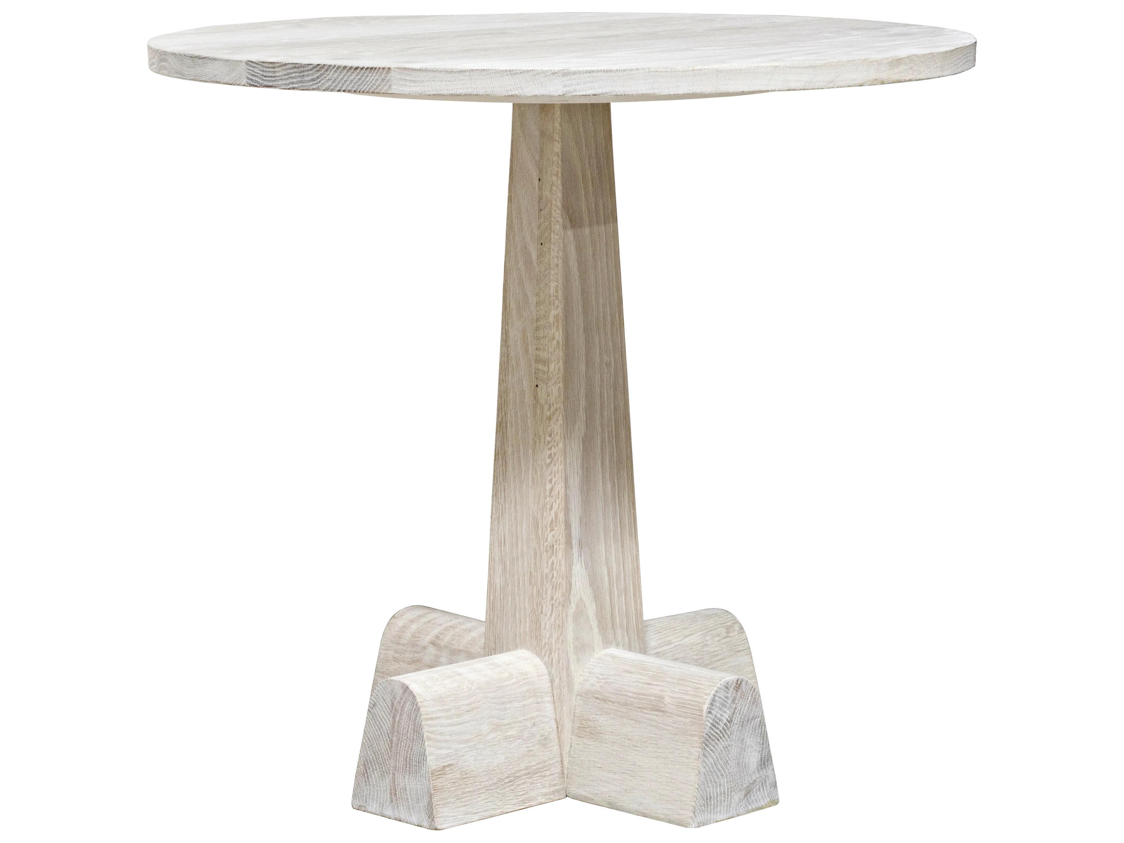 Camellia Round Wood Washed Oak End Table